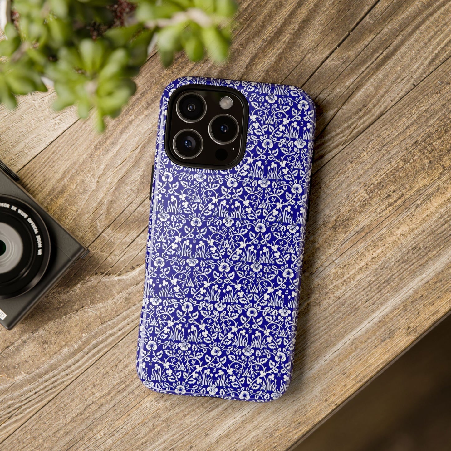 Elegant Floral Phone Case - Tough Cases, Blue Floral Design, Stylish Phone Accessory, Unique Gift, Modern Tech Protection