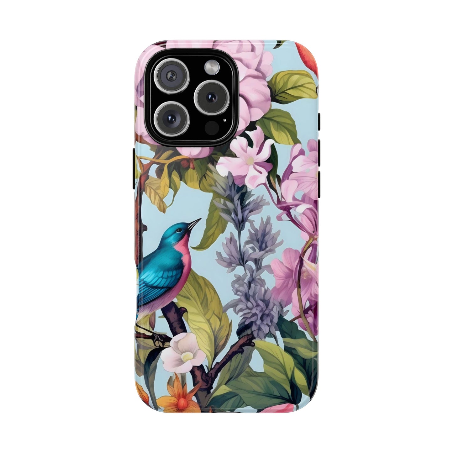 Floral Phone Case with Birds, Tough Cases for Nature Lovers, Stylish Phone Accessories, Unique Gifts for Her, Cute Tech Protector
