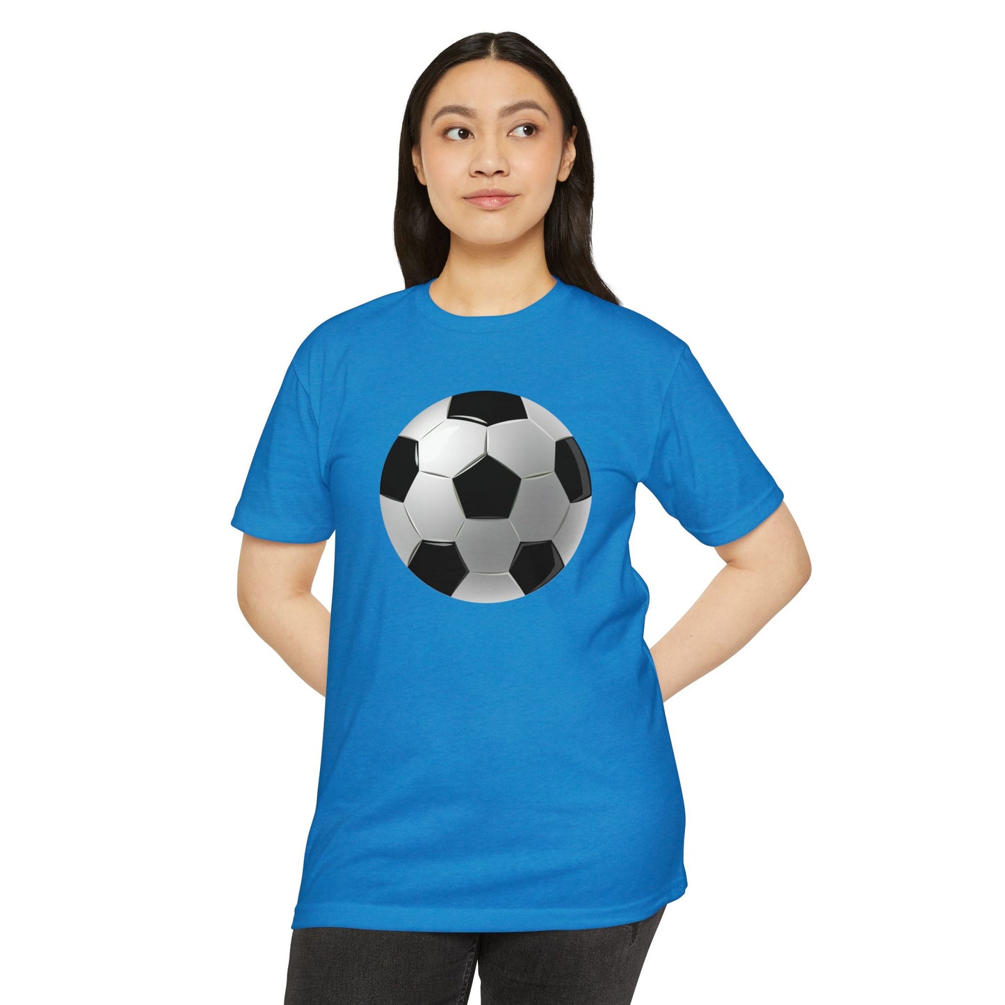 Unisex CVC Jersey T-shirt - Dynamic Football Design - Sports Passion and Energy