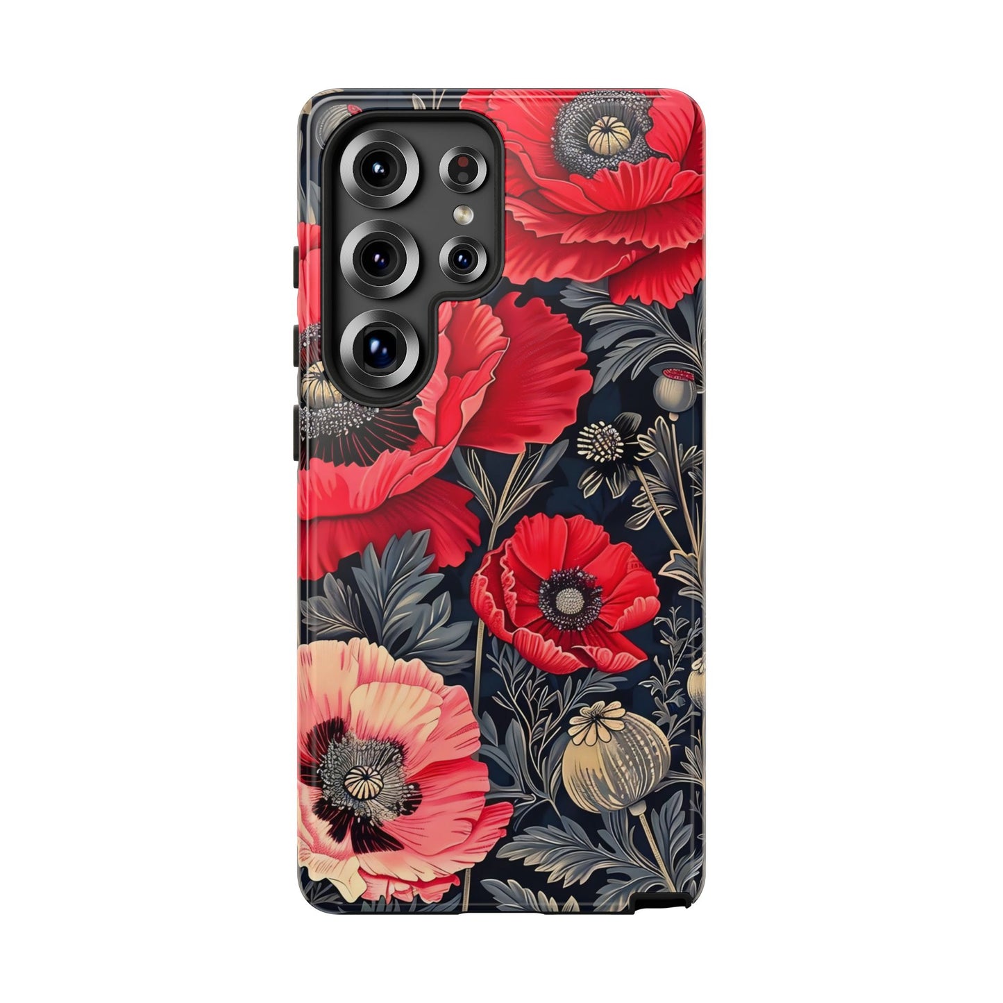 Floral Phone Case with Artistic Poppies, Tough Cases, Flower Design, Nature Lover Gift, Customizable Mobile Cover, Stylish Phone Accessories
