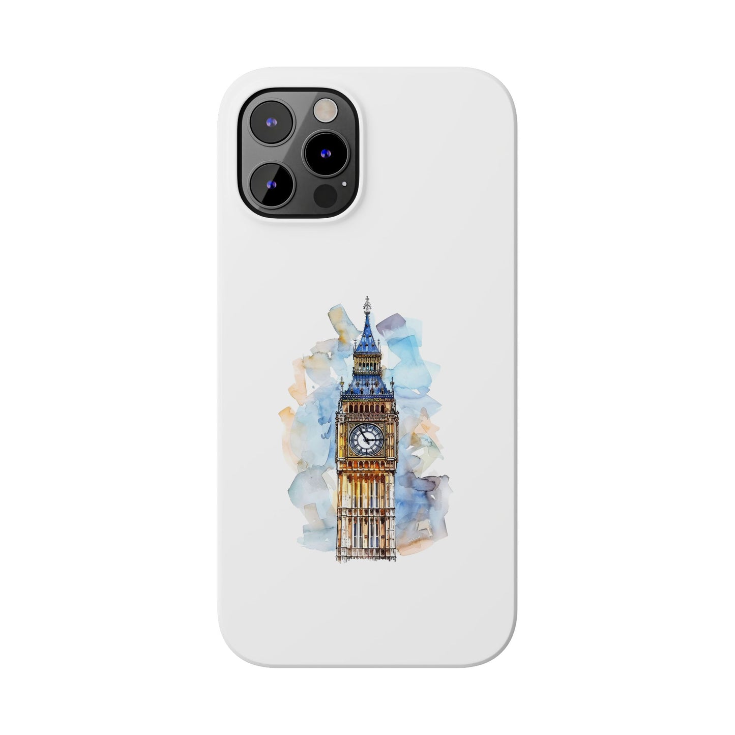 Stylish Slim Phone Case - Big Ben Watercolor Design, Unique Gift for Travelers, London Souvenir, Everyday Use, Phone Accessory