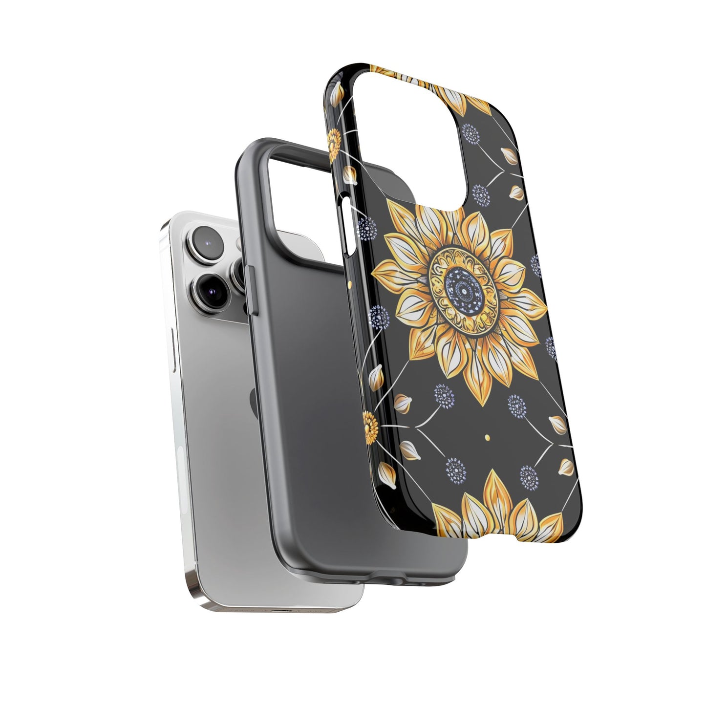 Floral Phone Case with Mandala Design, Tough Cases for iPhone & Samsung, Boho Style, Gift for Her, Unique Accessories
