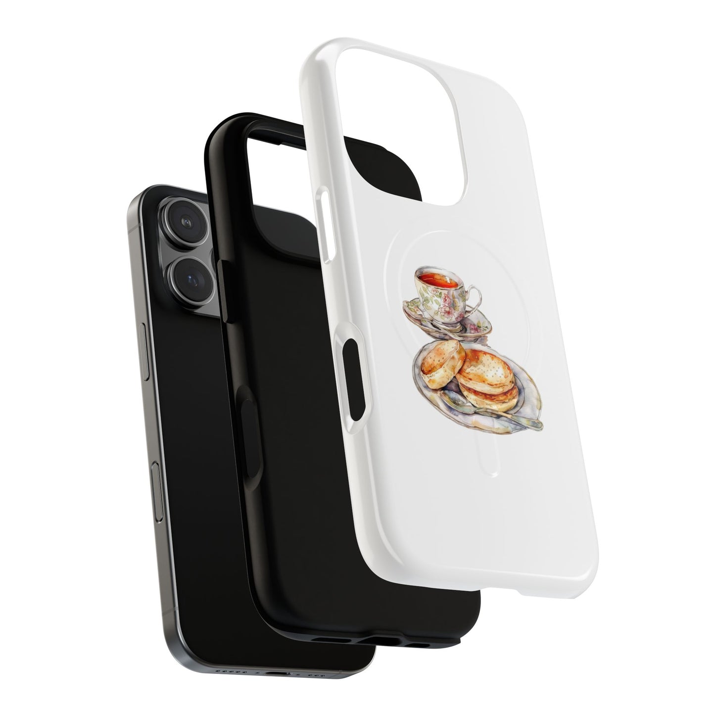 Tough Magnetic Phone Case with Tea and Biscuit Design, Cute Phone Cover, Gift for Tea Lovers, Phone Accessory, Holiday Gift