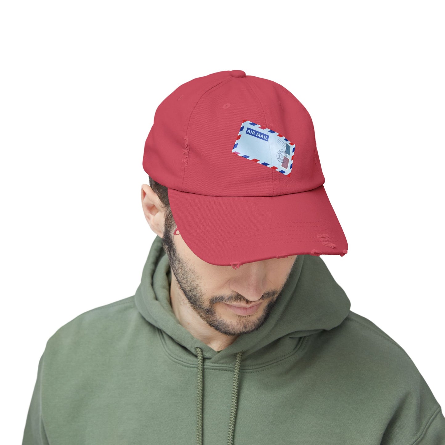 Vintage Air Mail Unisex Distressed Cap, Retro Hat, Casual Wear, Travel Accessories, Gift for Travelers, Summer Apparel