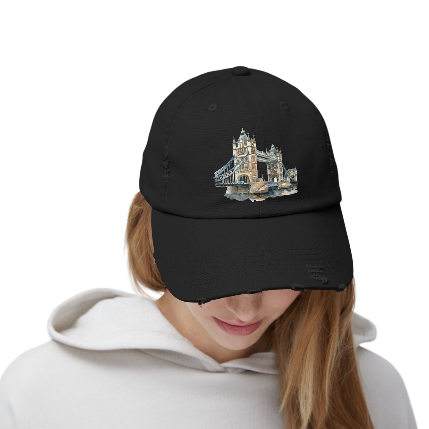 Vintage London Bridge Cap, Trucker Hat, Distressed Baseball Cap, Casual Wear, Gift for Travelers, Unisex Cap