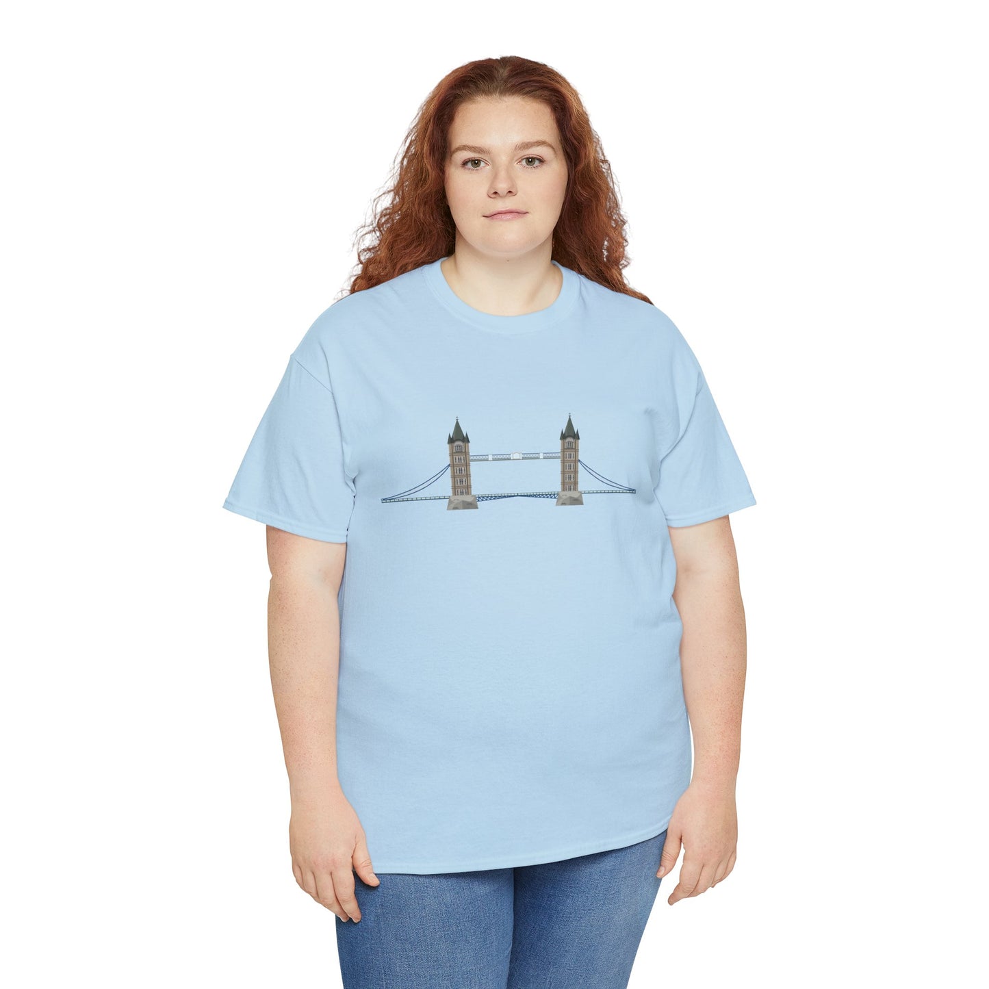 Unisex Heavy Cotton Tee - Tower Bridge - Iconic London Landmark Illustration