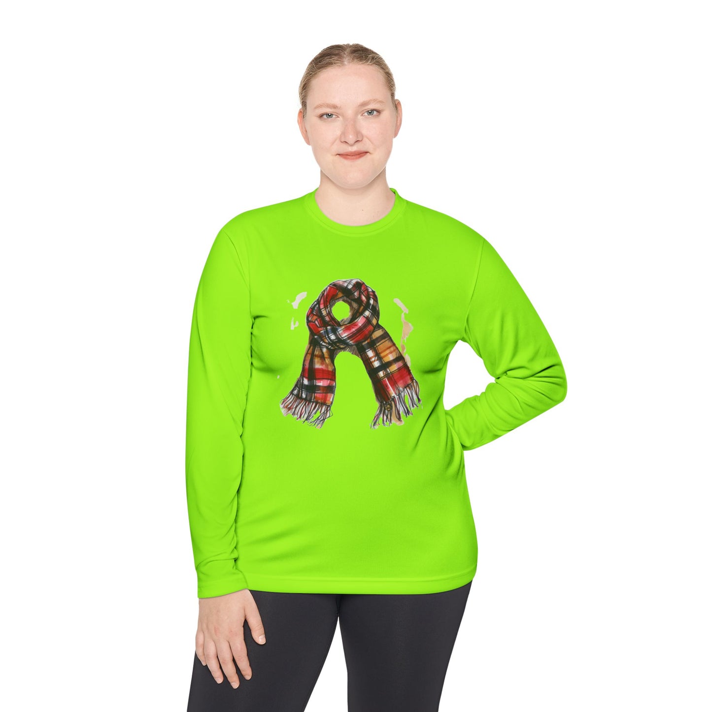 Unisex Lightweight Long Sleeve Tee - Plaid British Scarf - Timeless Style and Classic Elegance