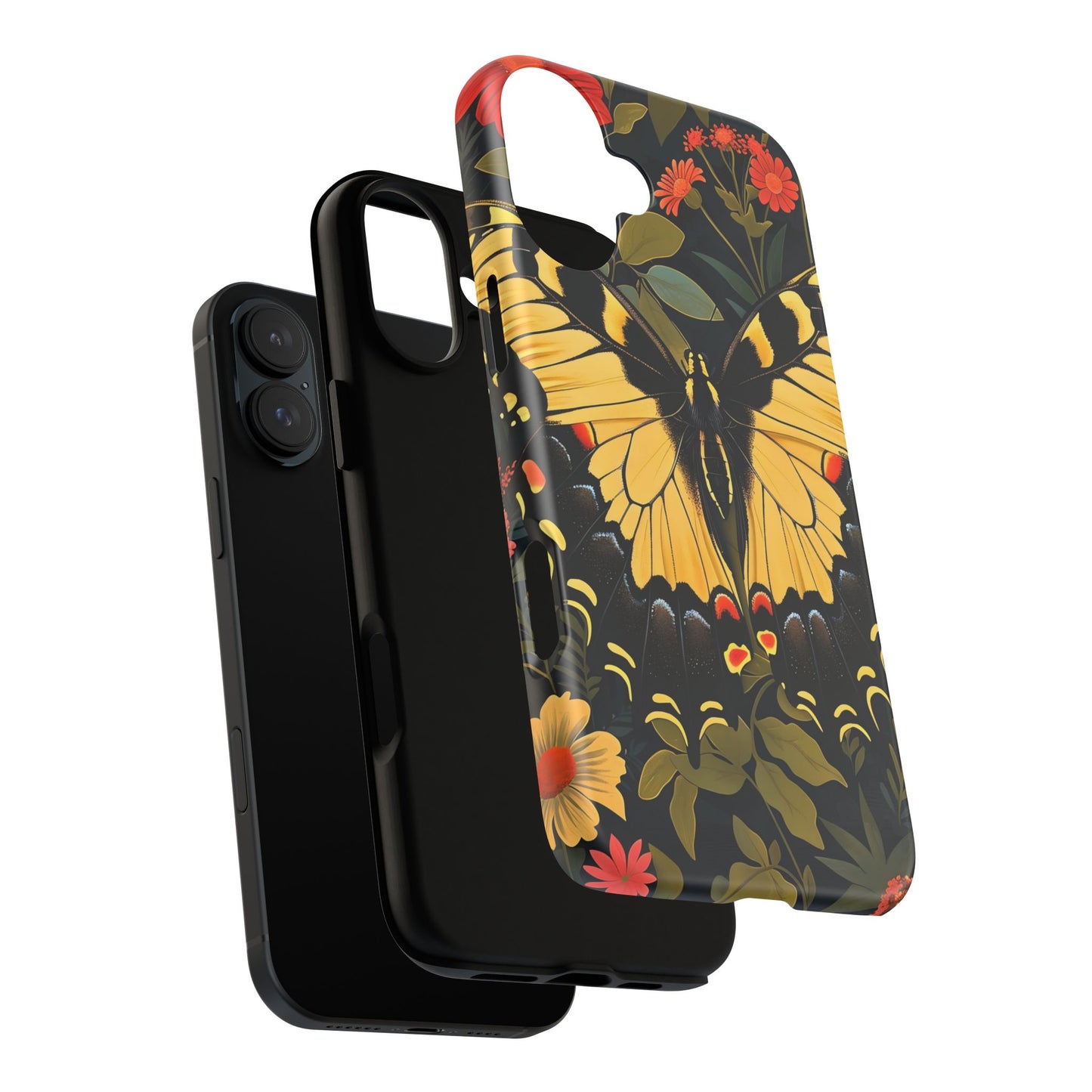 Butterfly Floral Phone Case, Tough Cases with Vibrant Design, Protective Cover for Nature Lovers, Gift for Her