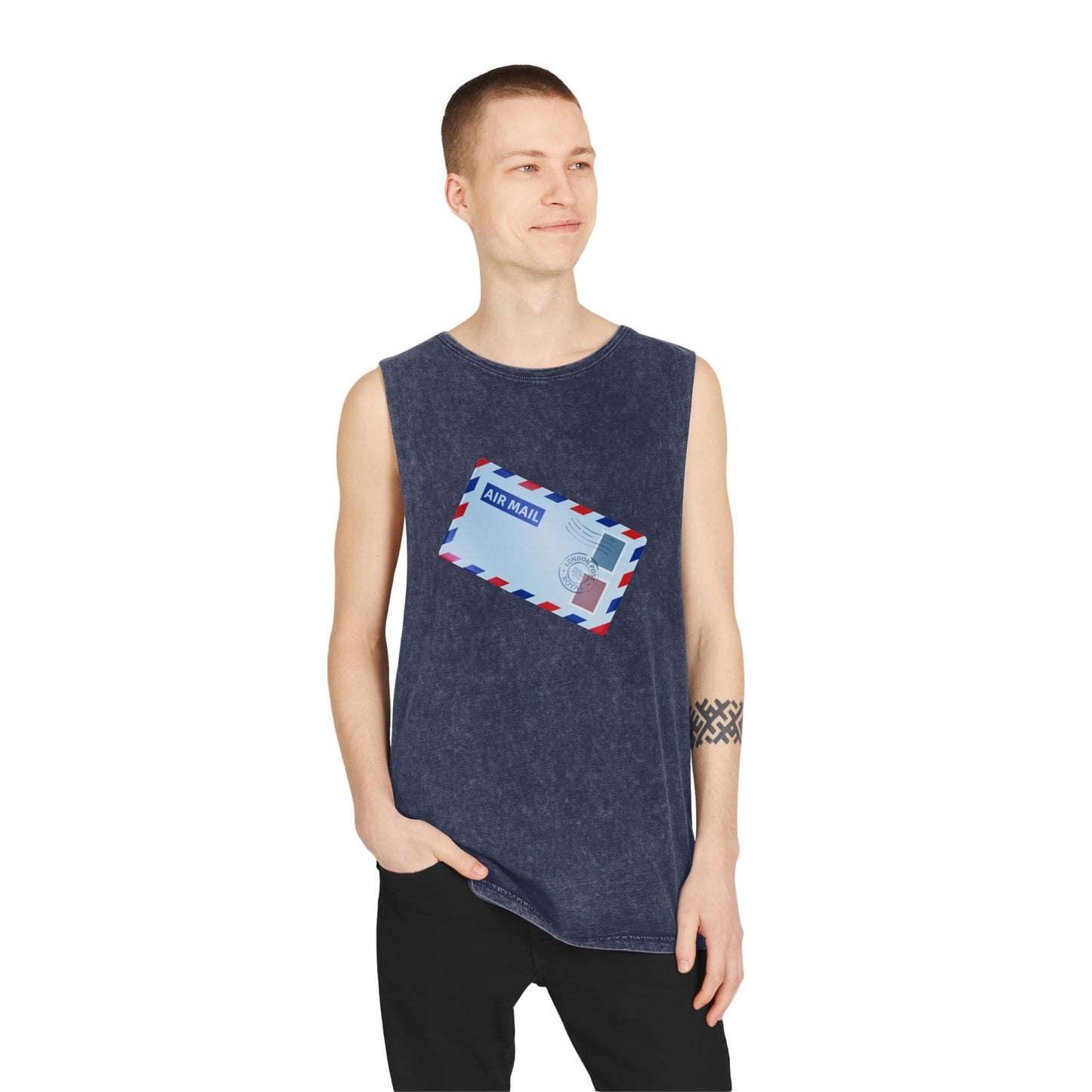 Unisex Stonewash Tank Top -  Vintage British Air Mail - Classic Postal