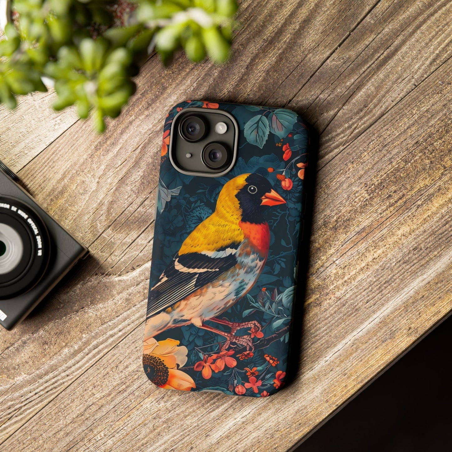 Colorful Bird Phone Case, Floral Phone Cover, Tough Phone Protector, Nature Lover Gift, Botanical Case, Unique Mobile Accessory