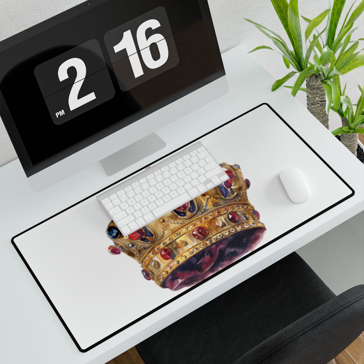 Crown Print Desk Mat - Unique Office Decor, Gaming Mouse Pad, Home Workspace Accessory, Gift for Crown Lovers, Elegant Desk Setup