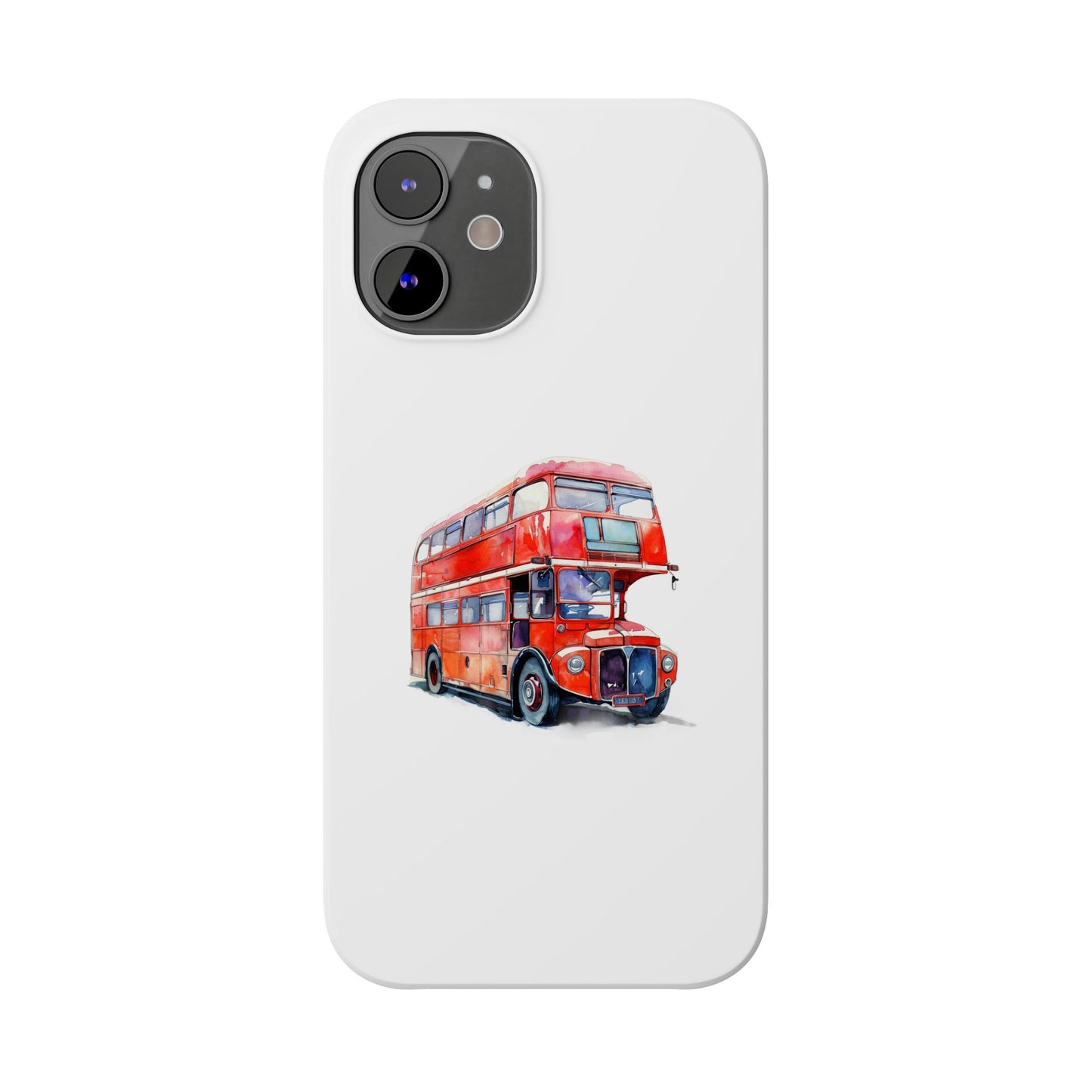 Vintage Double-Decker Bus Slim Phone Cases, Unique Bus Design, London Theme, Gift for Travelers, Phone Accessories, Holiday Gifts