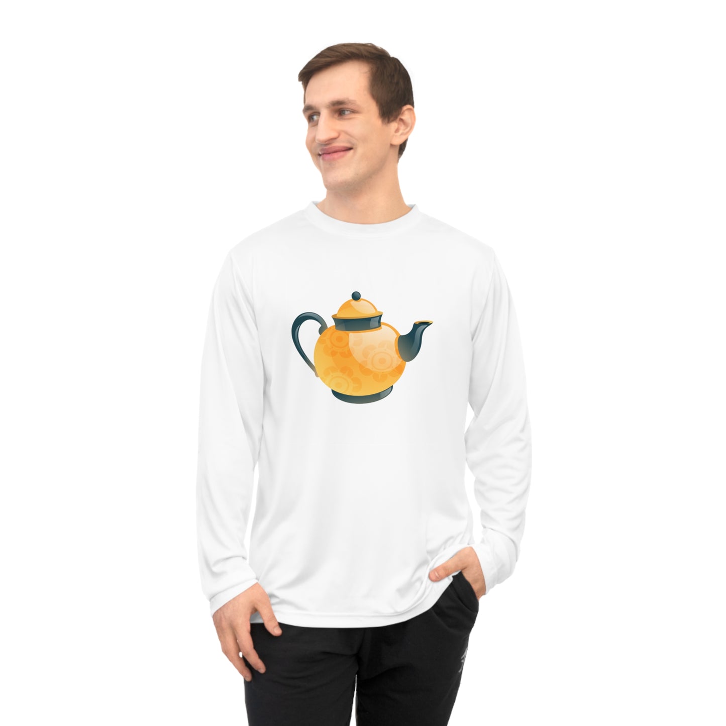 Unisex Performance Long Sleeve Shirt - Classic British Tea Kettle - Timeless Elegance in Tea Time
