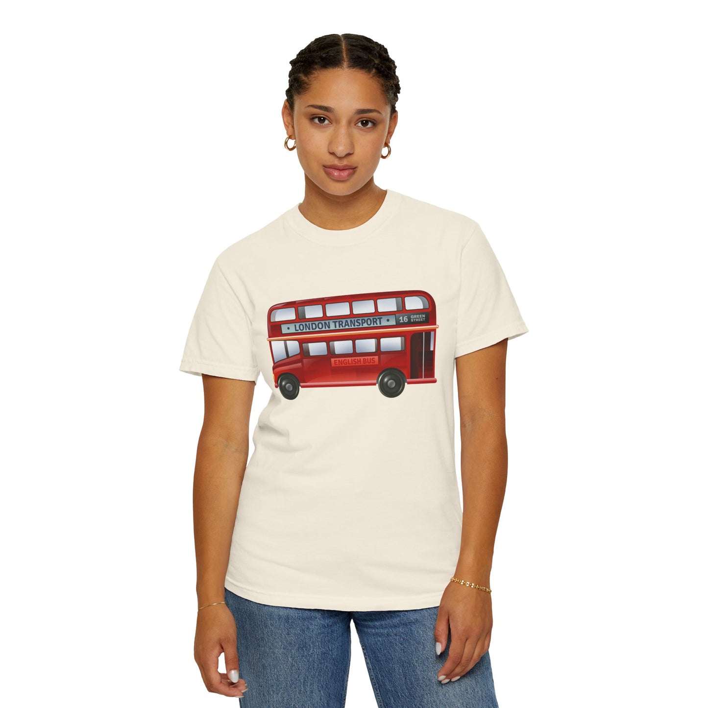 Unisex Garment-Dyed T-shirt - Rolling Through History: The British Red Bus