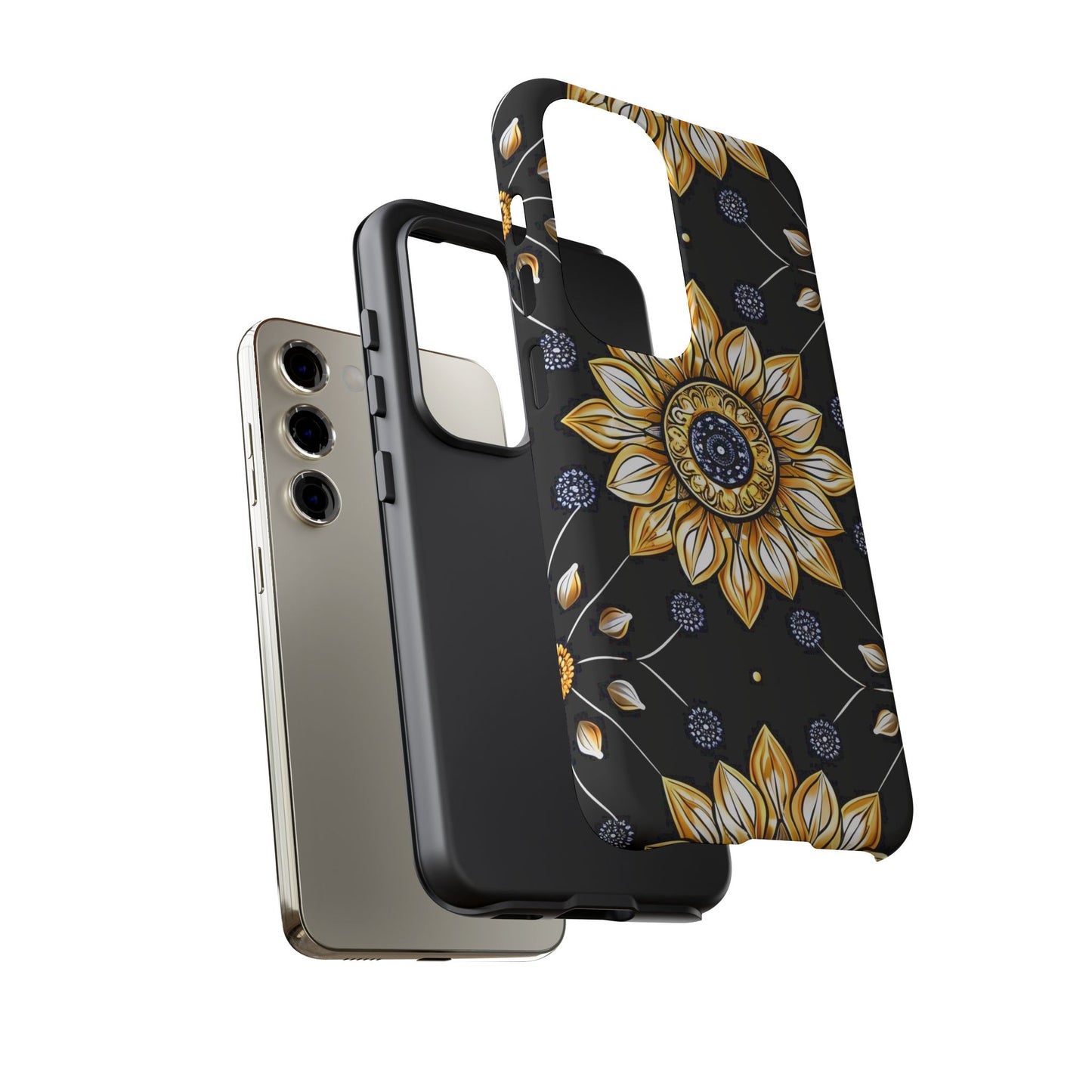 Floral Phone Case with Mandala Design, Tough Cases for iPhone & Samsung, Boho Style, Gift for Her, Unique Accessories