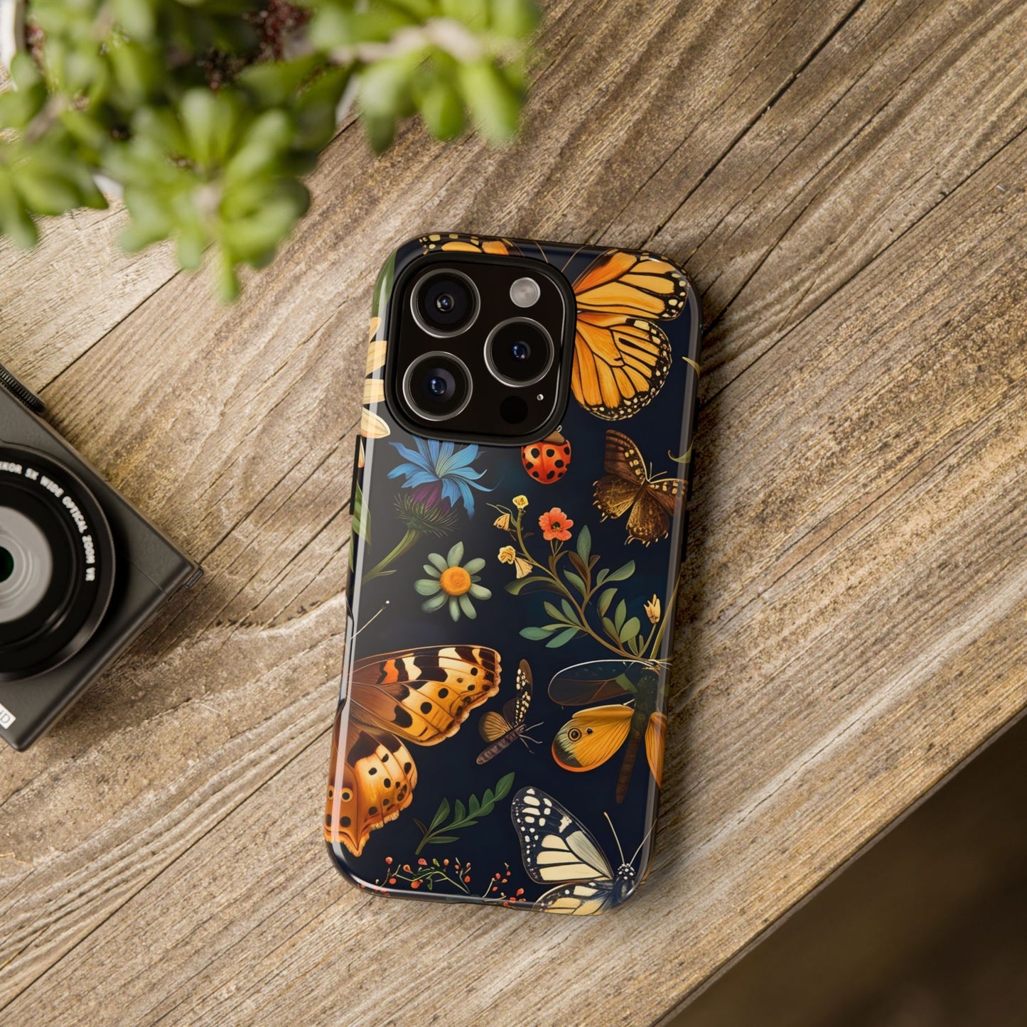 Nature-Inspired Phone Case | Floral Butterfly Design, Tough Phone Cover, Gift for Nature Lovers, Cute Butterfly Case, Home Decor
