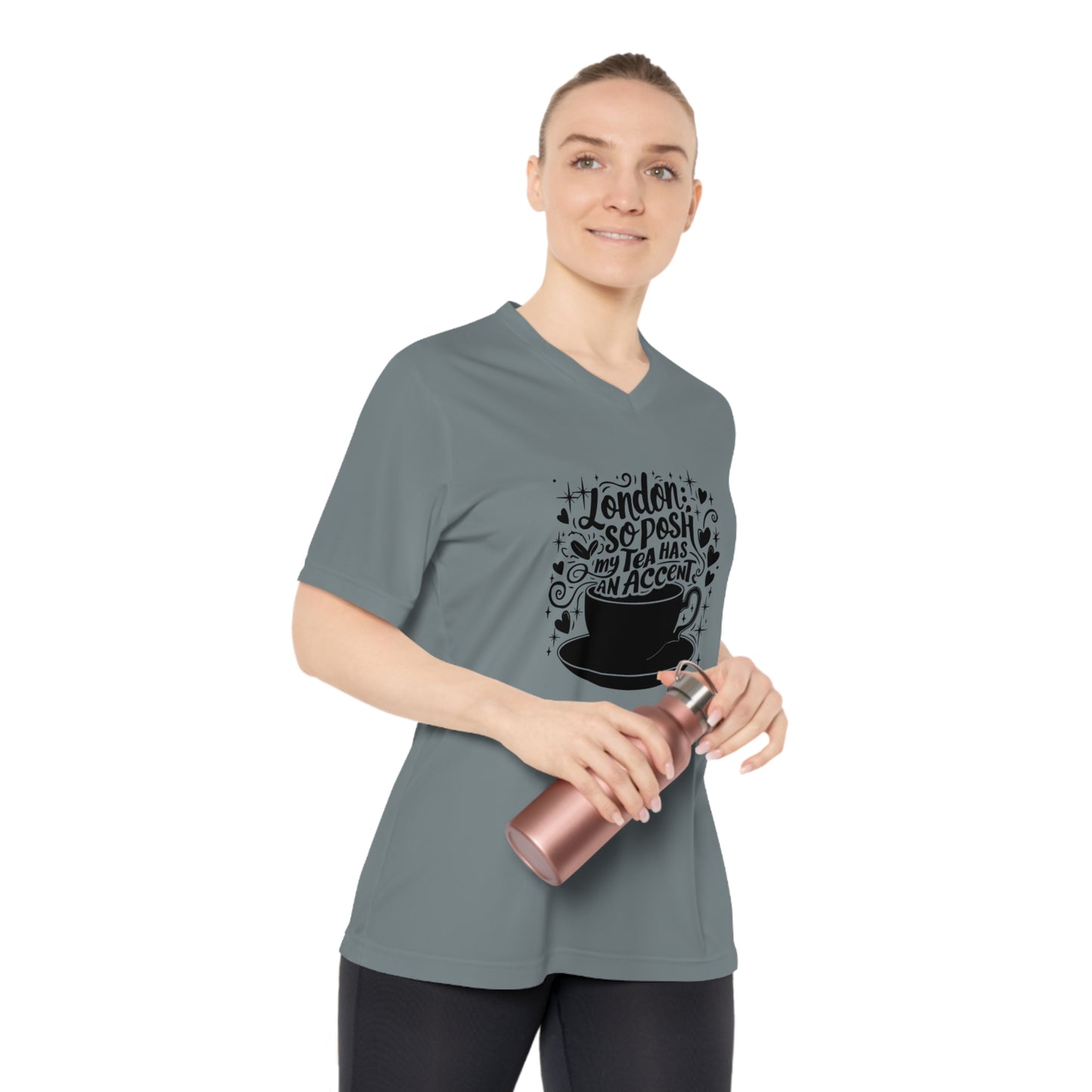 Women's Performance V-Neck T-Shirt - London's so Posh my Tea has an Accent
