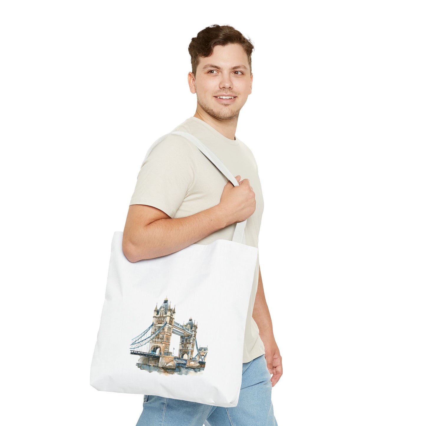 London Bridge Artistic Tote Bag, Everyday Tote, Travel Bag, Shopping Bag, Gift for Travelers