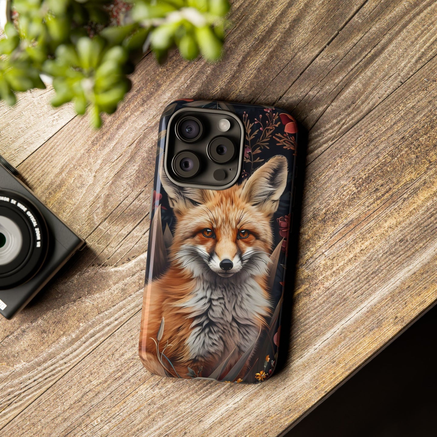 Fox Floral Phone Case, Tough Cases for Animal Lovers, Nature Themed Gift, Cute Phone Cover, Wild Fox Protector