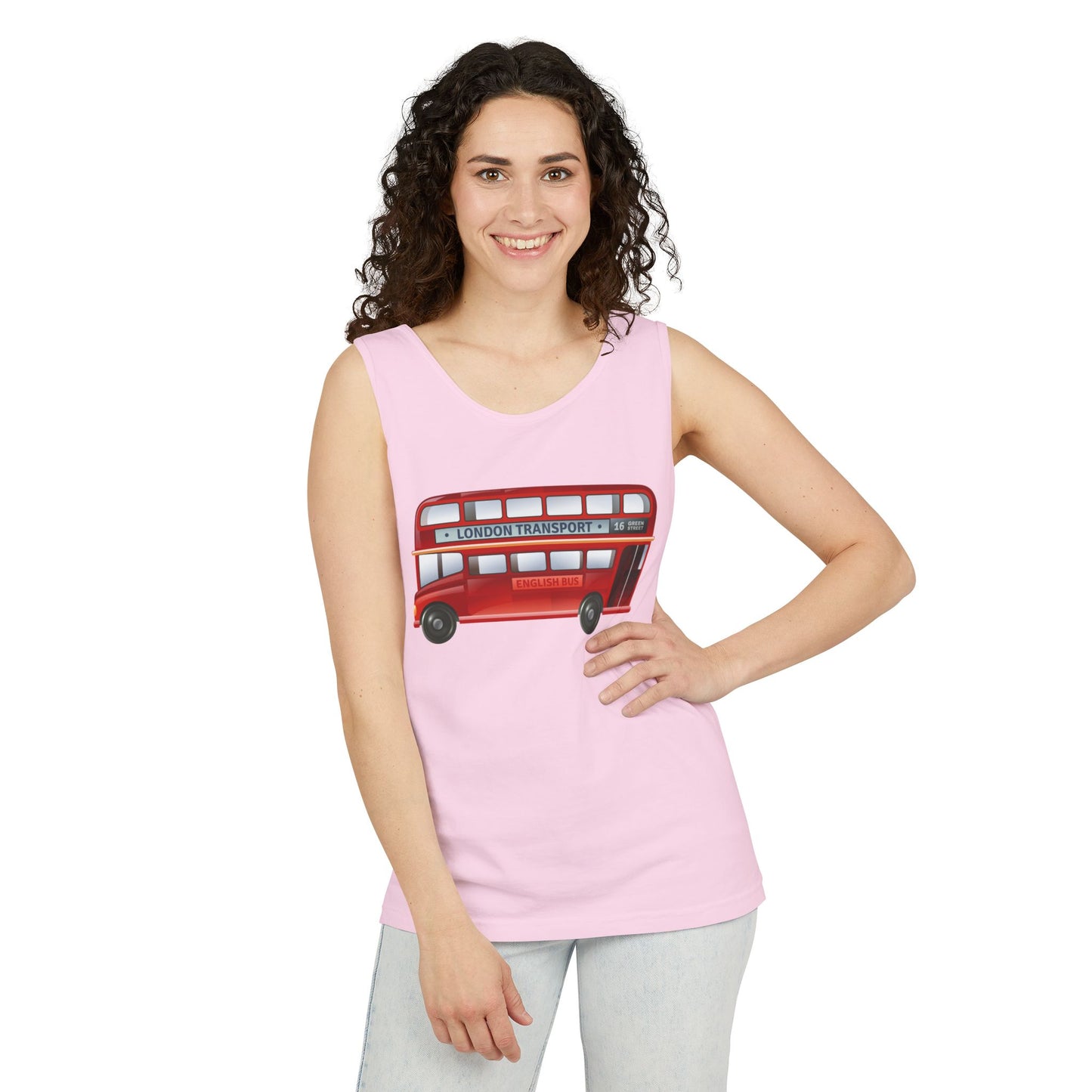 Unisex Garment-Dyed Tank Top - London's Iconic Transport English Bus