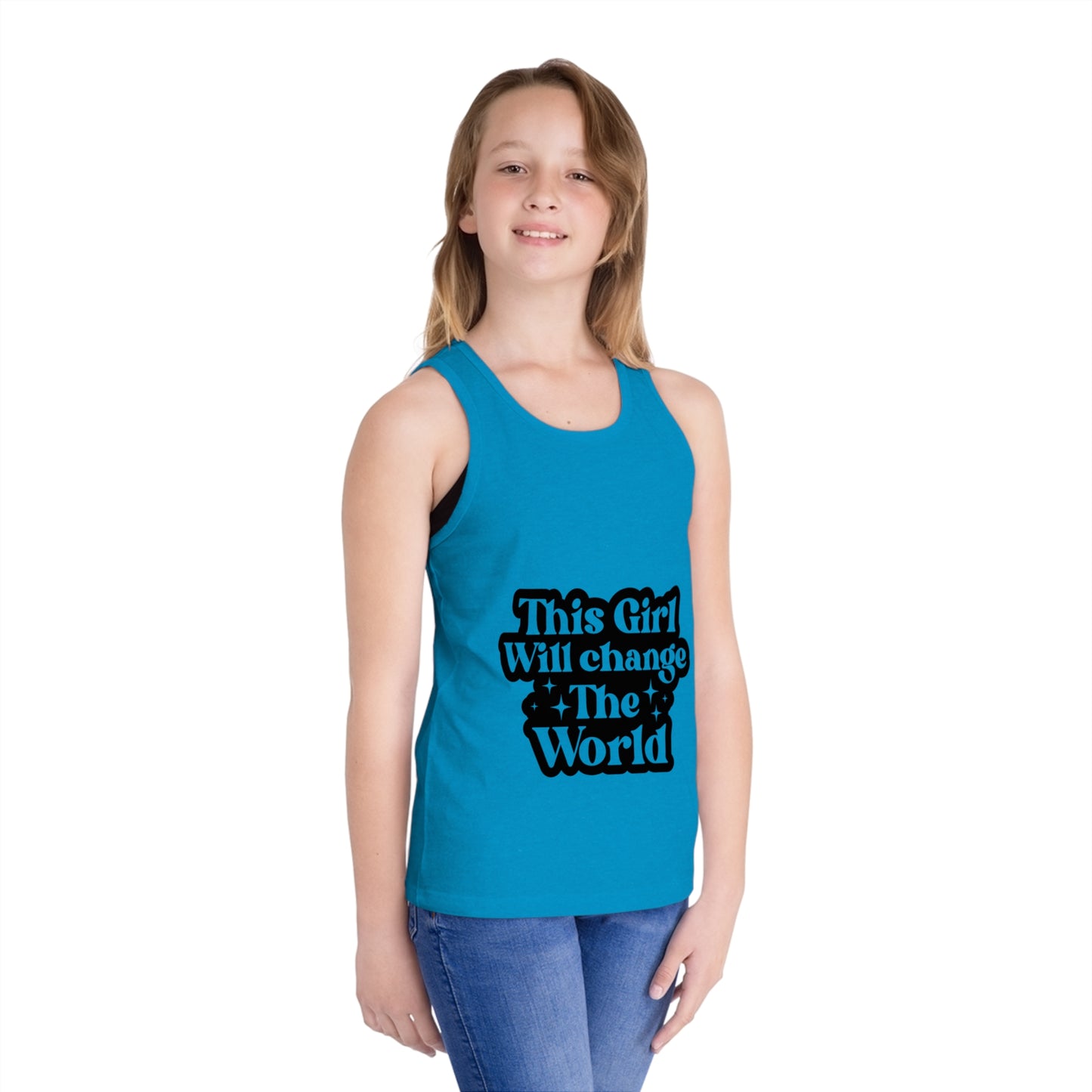 Empowering Kid's Jersey Tank Top - "This Girl Will Change The World"