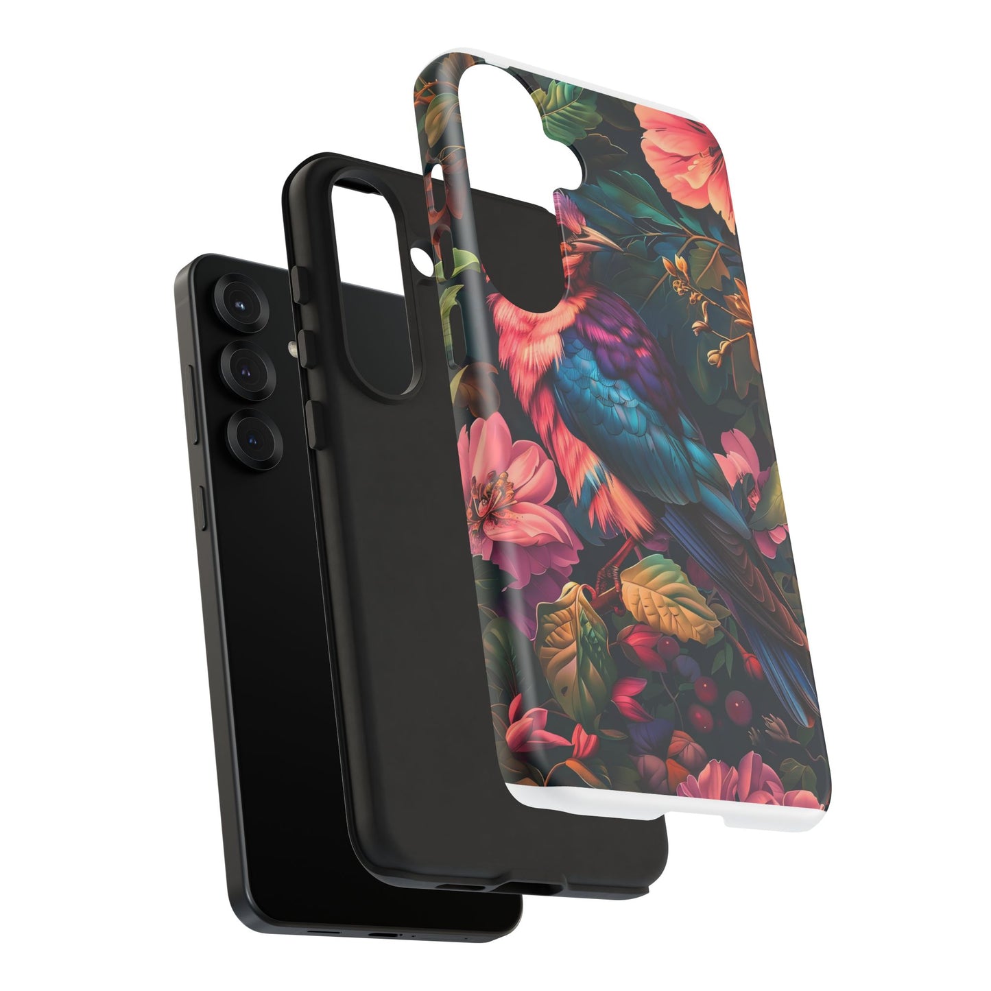 Tough Cases: Vibrant Tropical Bird Phone Case, Floral Smartphone Cover, Nature Lover Gift, Boho Phone Accessory, Cute Bird Case