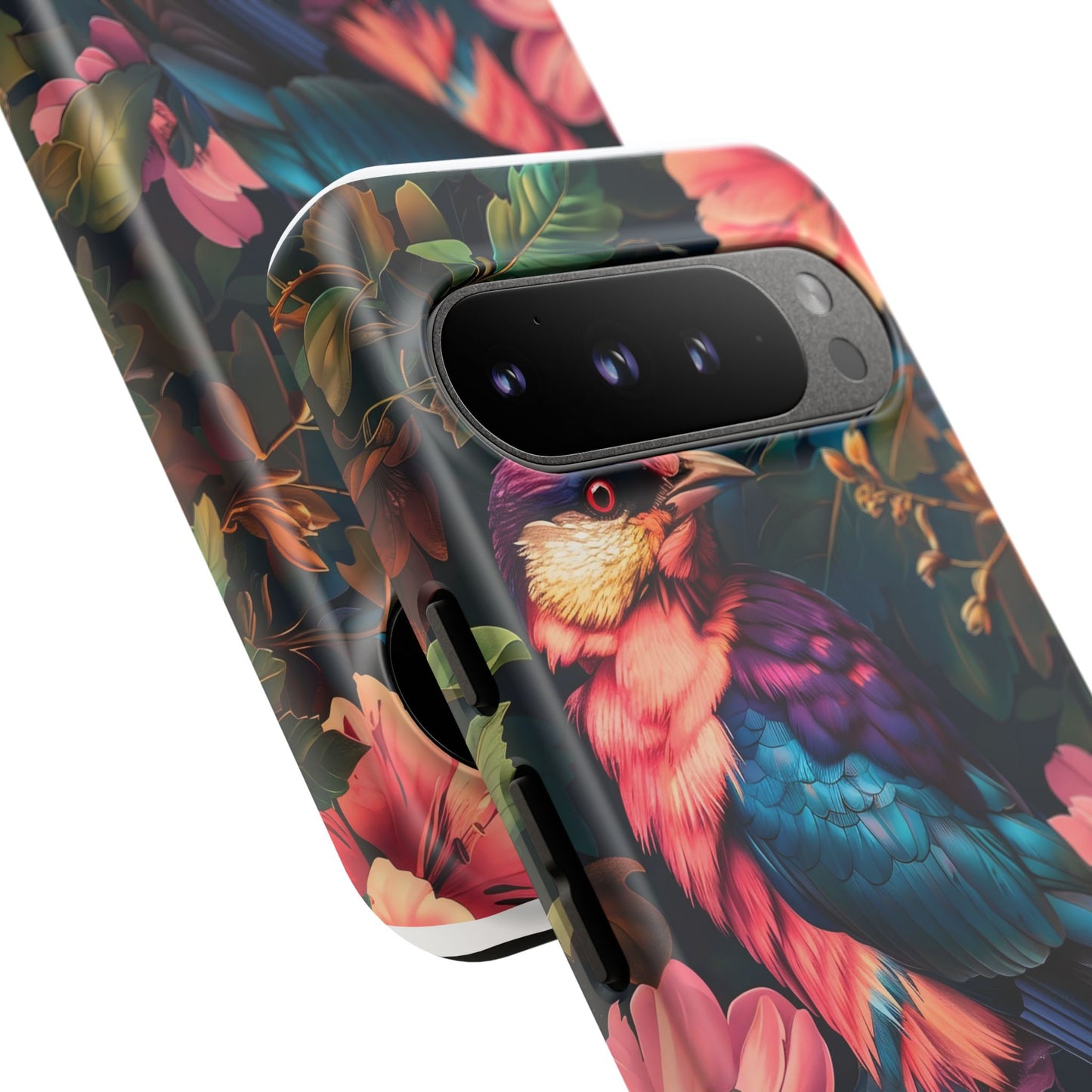 Tough Cases: Vibrant Tropical Bird Phone Case, Floral Smartphone Cover, Nature Lover Gift, Boho Phone Accessory, Cute Bird Case