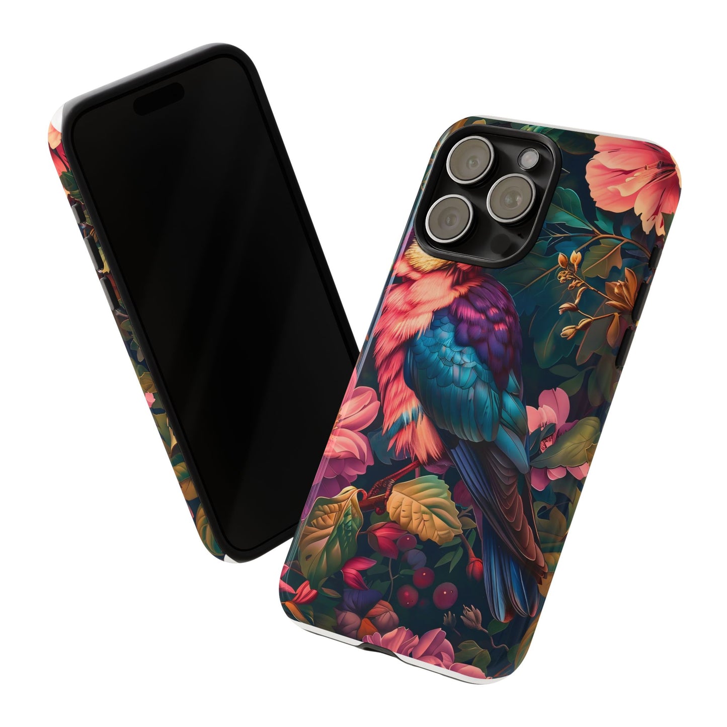Tough Cases: Vibrant Tropical Bird Phone Case, Floral Smartphone Cover, Nature Lover Gift, Boho Phone Accessory, Cute Bird Case