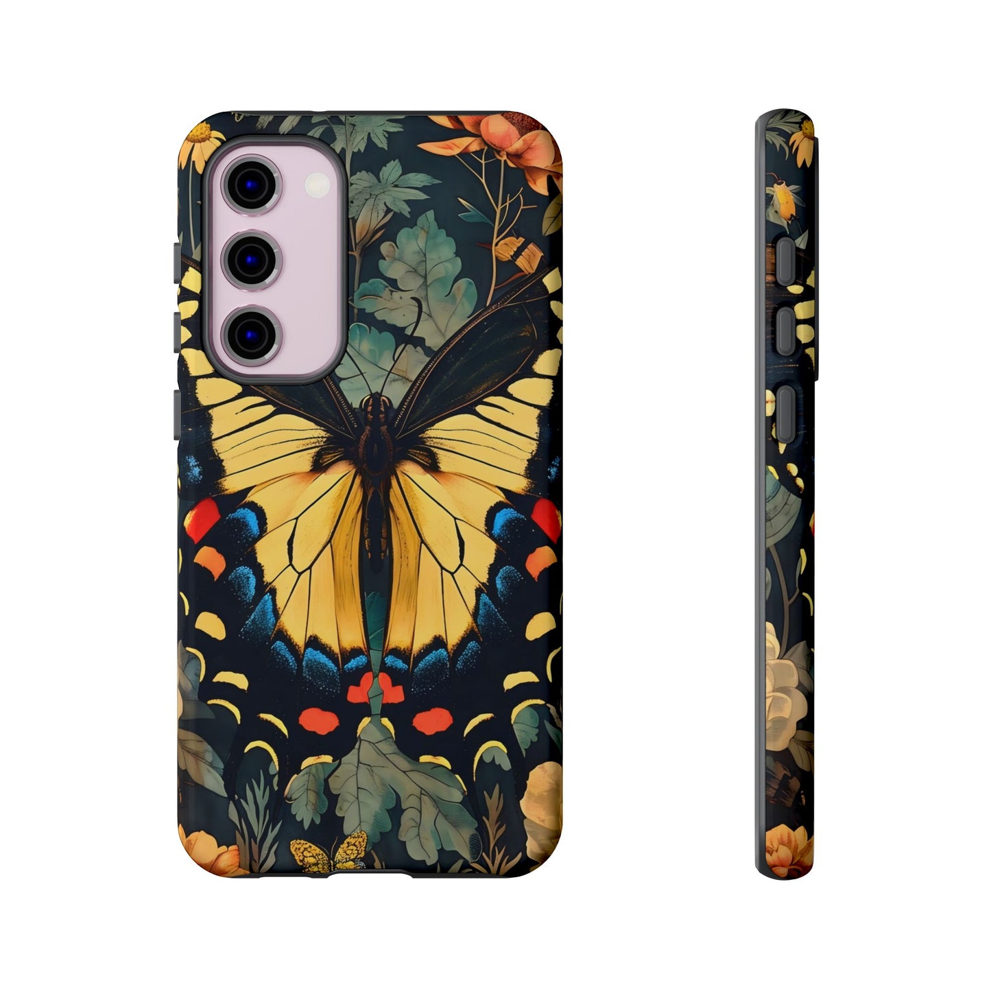 Butterfly Floral Phone Case, Art-inspire Tough Case, Gift for Nature Lovers, Butterfly Pattern Cover, Eco-Friendly Mobile Accessory