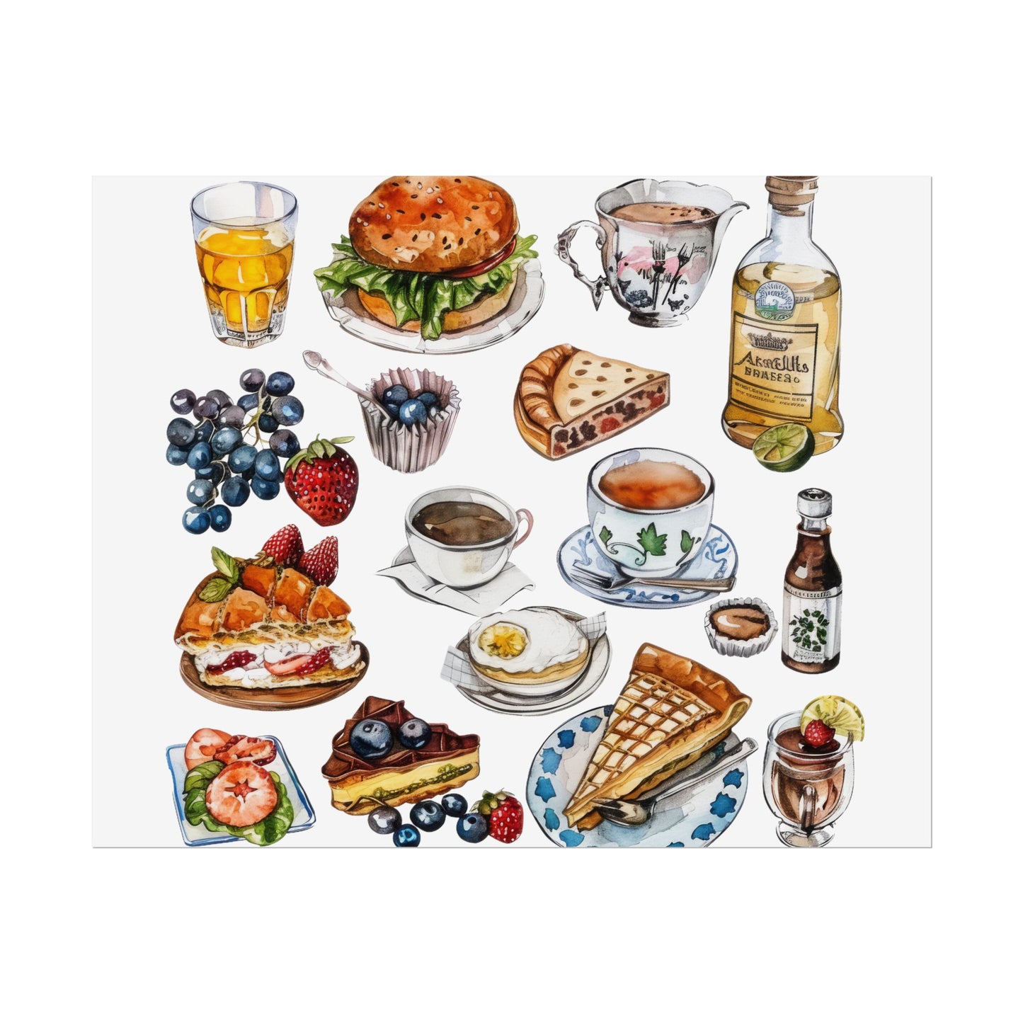 Foodie Wall Art Print, Kitchen Decor, Gourmet Food Poster, Culinary Art for Food Lovers, Cafe Aesthetic Home Decor