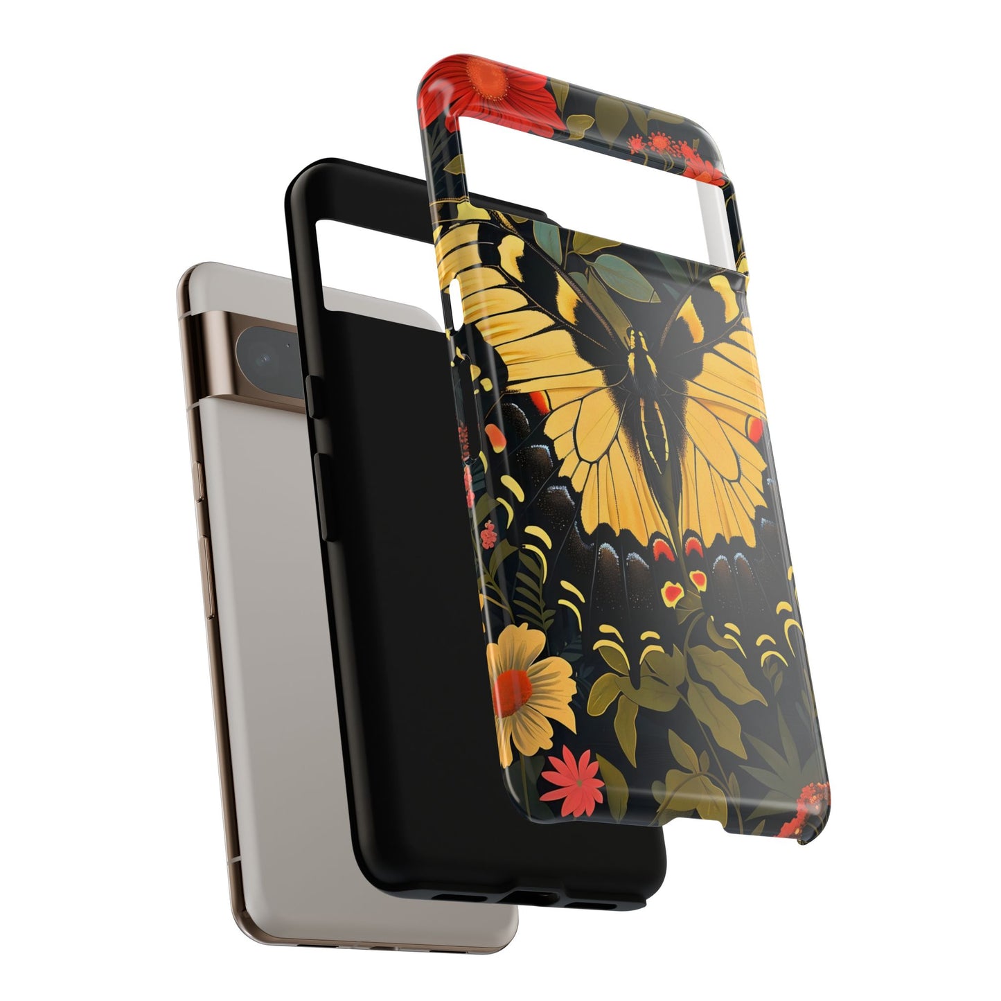Butterfly Floral Phone Case, Tough Cases with Vibrant Design, Protective Cover for Nature Lovers, Gift for Her