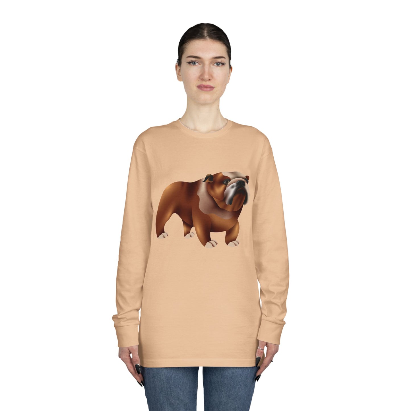 Long Sleeve Crewneck Tee - Adorable British Dog