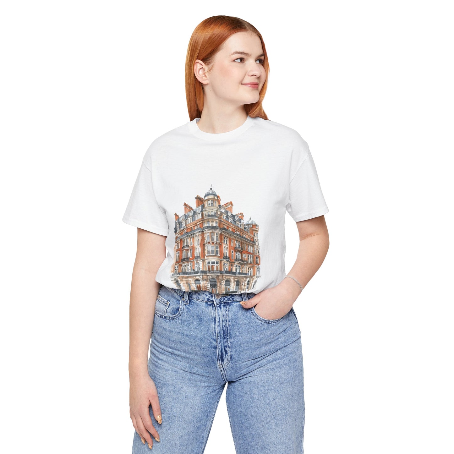 Unisex Jersey Short Sleeve Tee - British Vintage Building - Architectural Charm and Classic Appeal