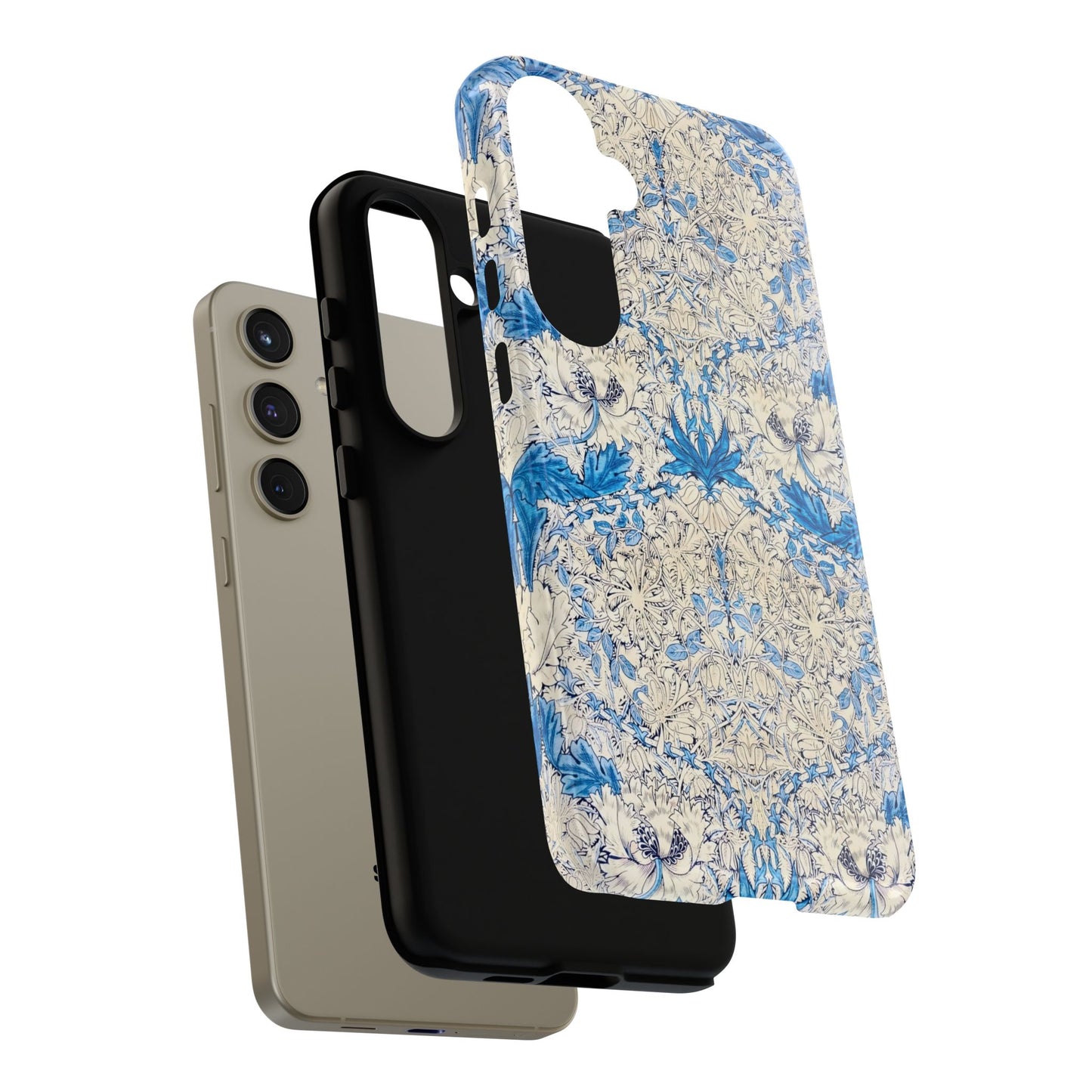 Elegant Floral Phone Case, Tough iPhone Cover, Stylish Mobile Protector, Blue Patterned Case, Unique Gift for Her