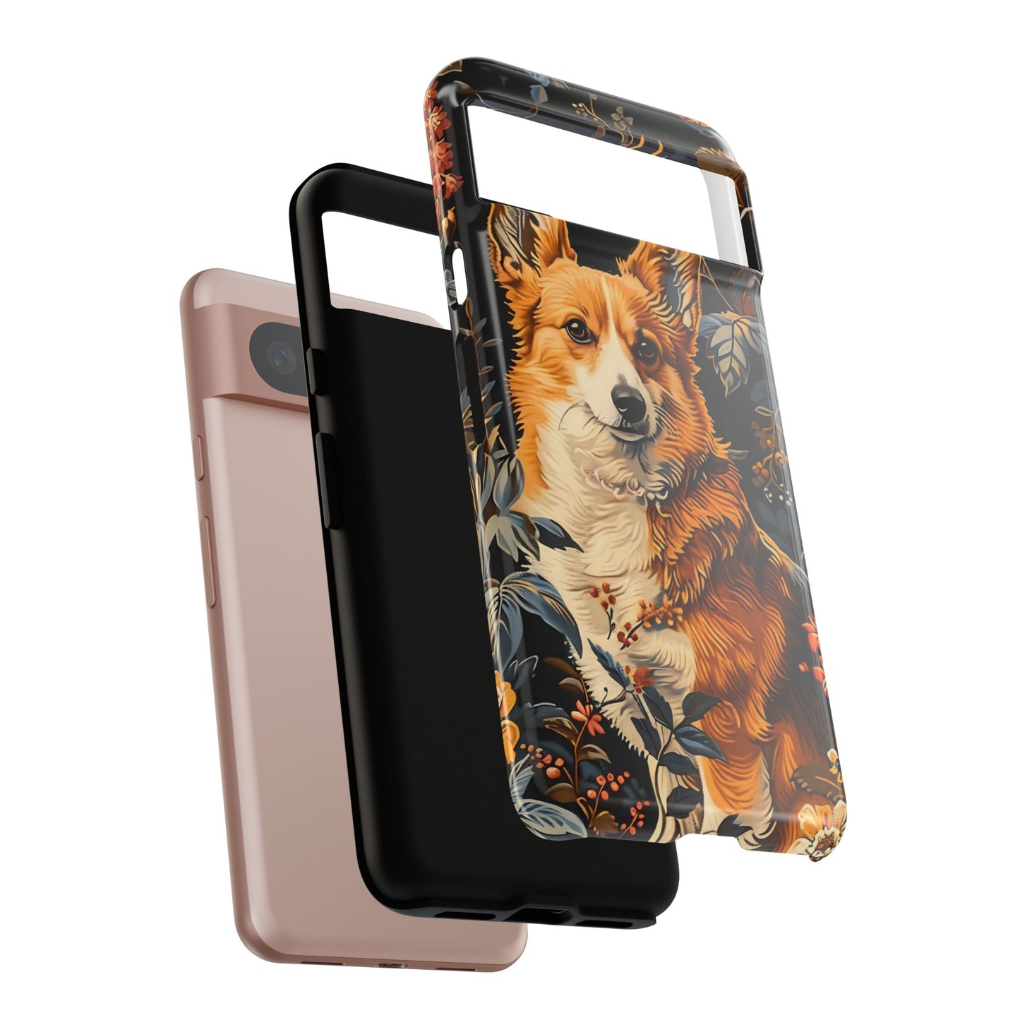 Corgi Floral Phone Case - Tough Cases for Dog Lovers, Cute Pet Accessories, Gift for Dog Owners, Floral Design, Personalized Tech Cover