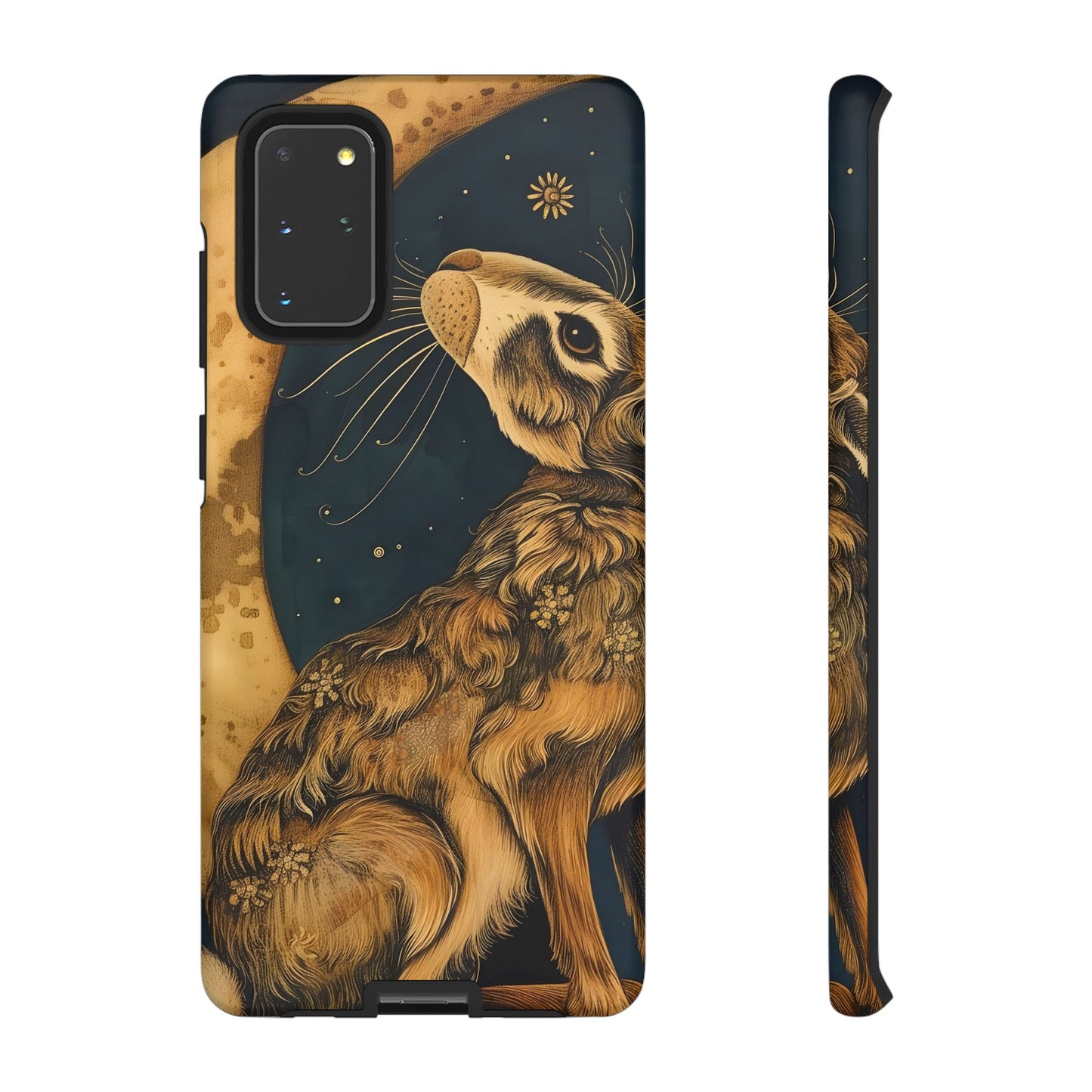 Artistic Phone Case with Celestial Hare Design, Tough Cases, Unique Gifts, Nature Lovers, Phone Accessories, Bohemian Style