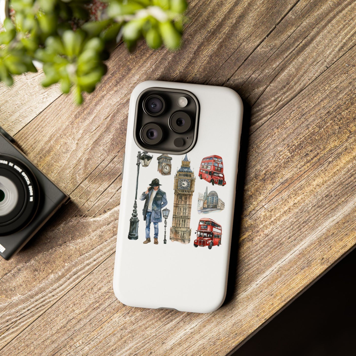 London Iconic Design Phone Case, Tough Cases, Gift for Travelers, London Souvenir, London Icons, Red Bus Phone Case