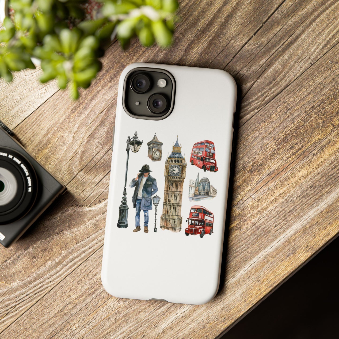 London Iconic Design Phone Case, Tough Cases, Gift for Travelers, London Souvenir, London Icons, Red Bus Phone Case