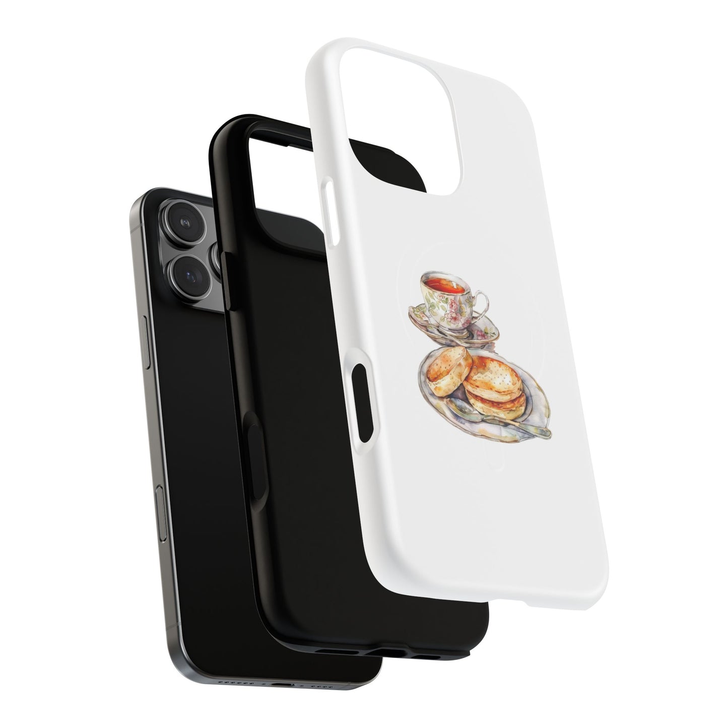 Tough Magnetic Phone Case with Tea and Biscuit Design, Cute Phone Cover, Gift for Tea Lovers, Phone Accessory, Holiday Gift