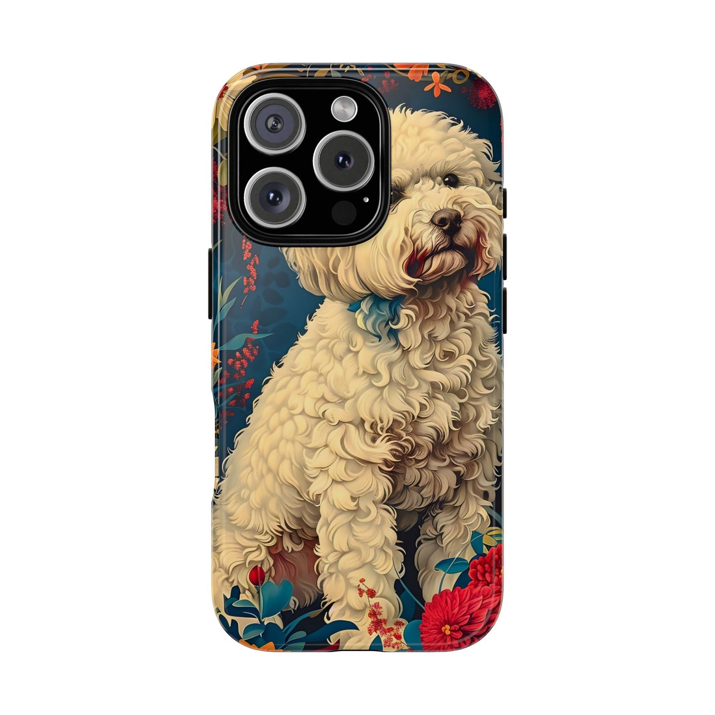 Cute Dog Phone Case, Pet Lover Gift, Floral Design Tough Case, Custom Dog Art, Birthday Gift for Dog Owners, Unique Phone Accessories