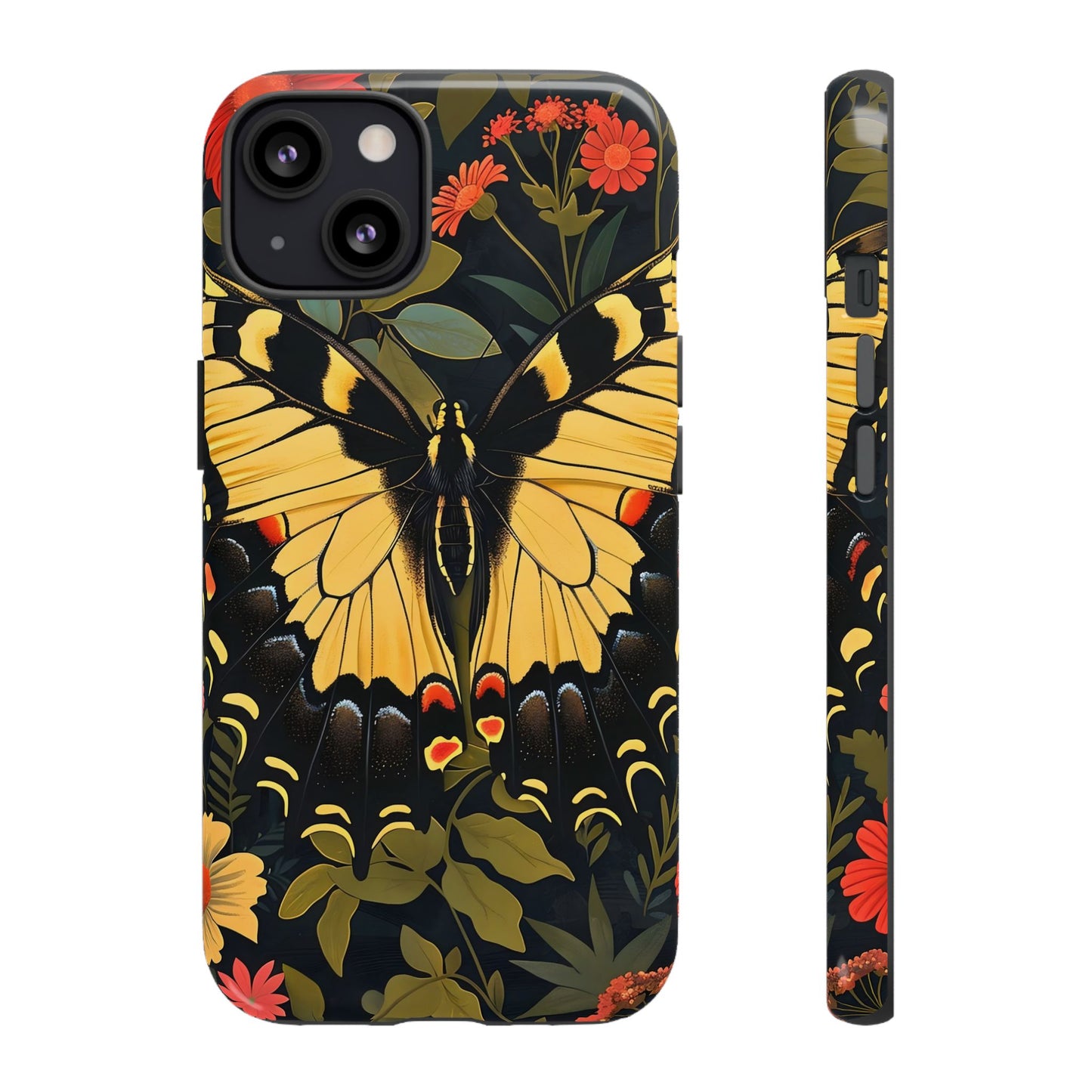 Butterfly Floral Phone Case, Tough Cases with Vibrant Design, Protective Cover for Nature Lovers, Gift for Her