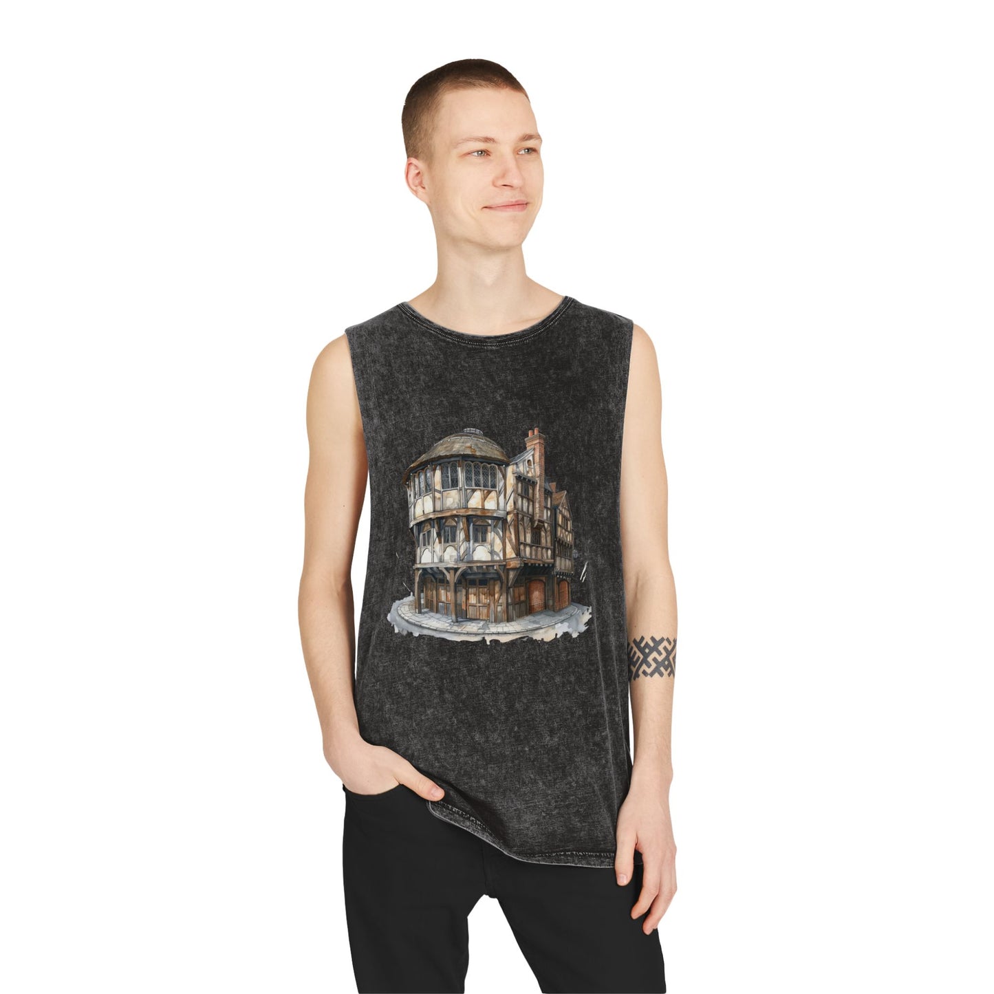 Unisex Stonewash Tank Top - Cozy British Pub