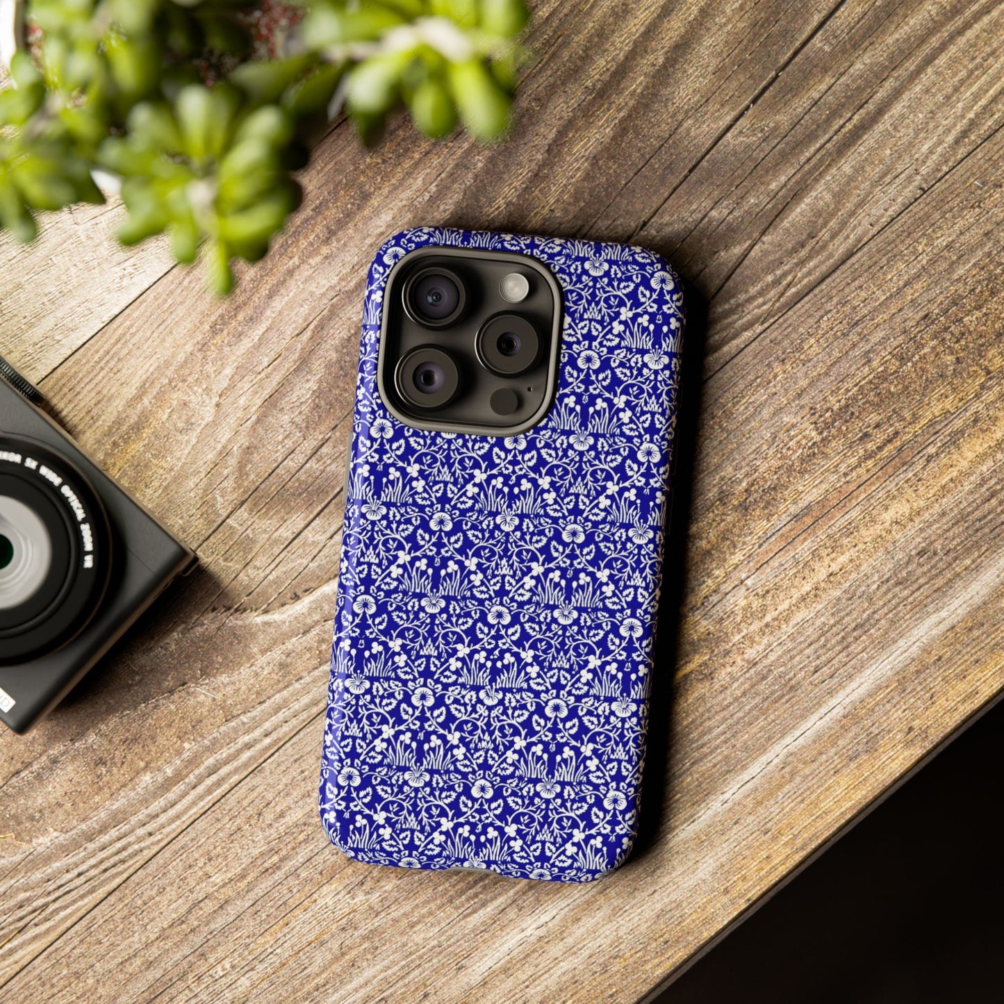 Elegant Floral Phone Case - Tough Cases, Blue Floral Design, Stylish Phone Accessory, Unique Gift, Modern Tech Protection