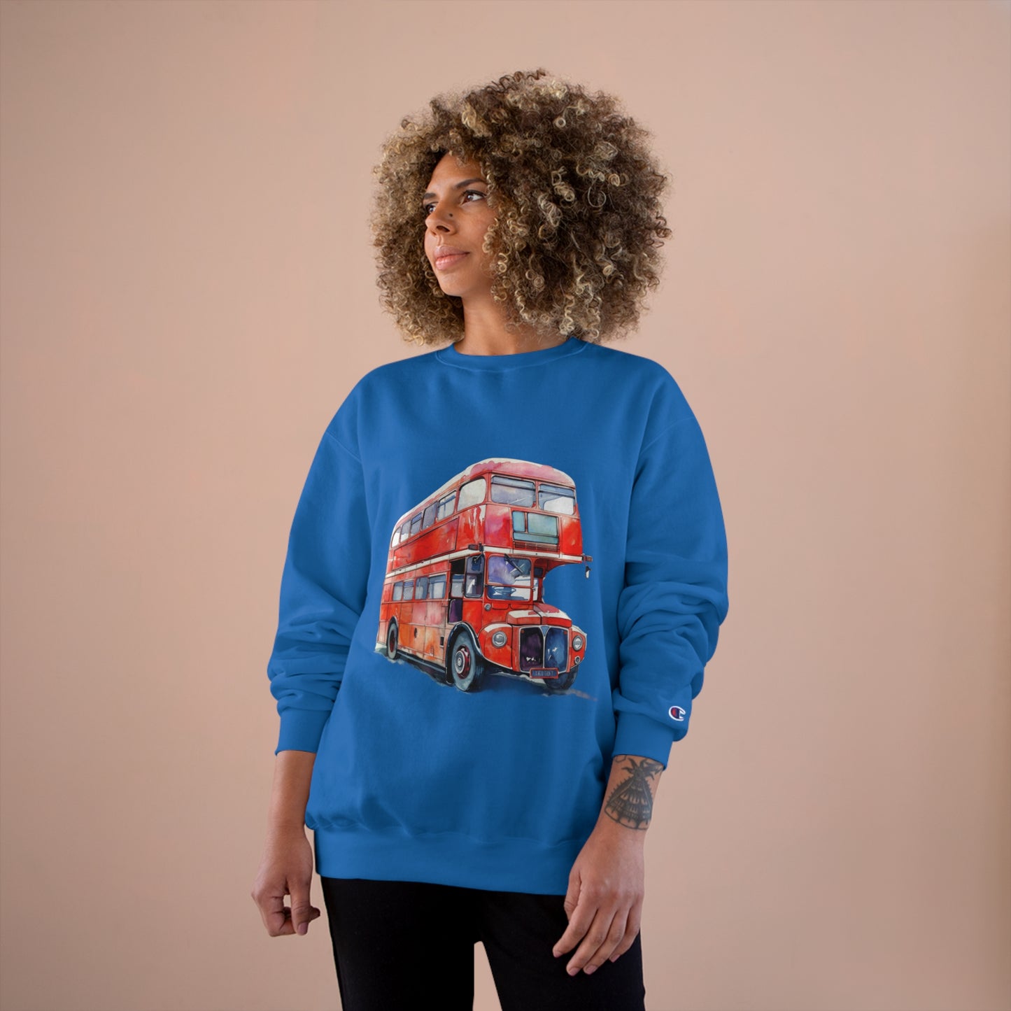 Champion Sweatshirt - London Transport English Bus - Iconic Red Double-Decker Design