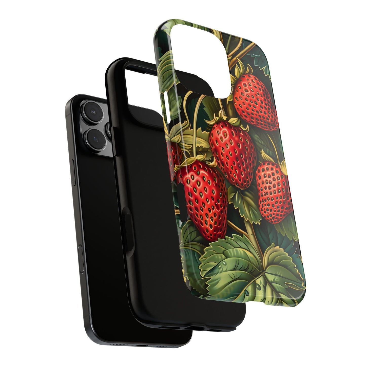 Strawberry Phone Case, Tough Berry Case, Floral Phone Cover, Cute Smartphone Shell, Nature-Inspired Gift