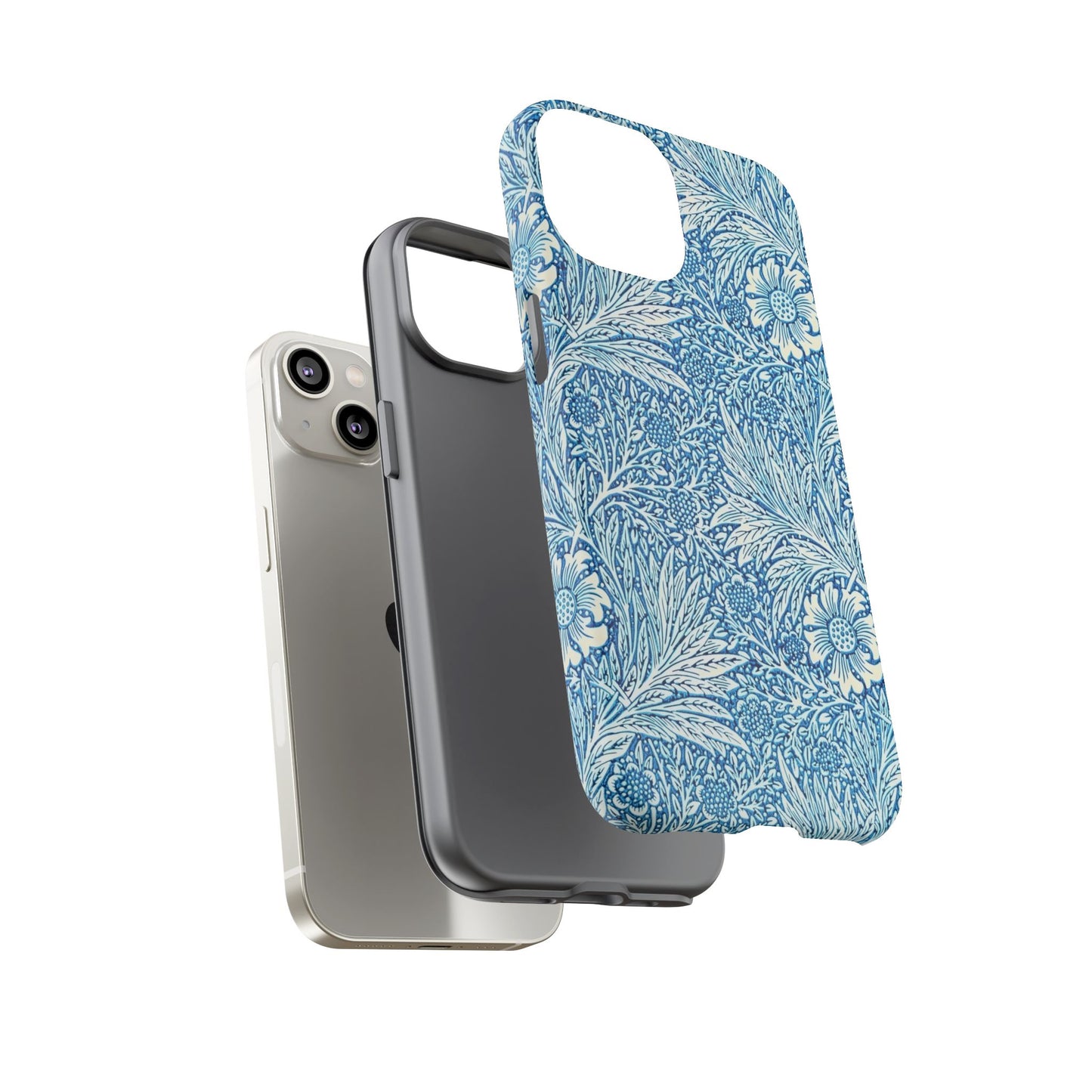 Stylish Phone Case, Tough Floral Phone Cover, Fashionable Tech Accessory, Gift for Her, Blue Flower Design
