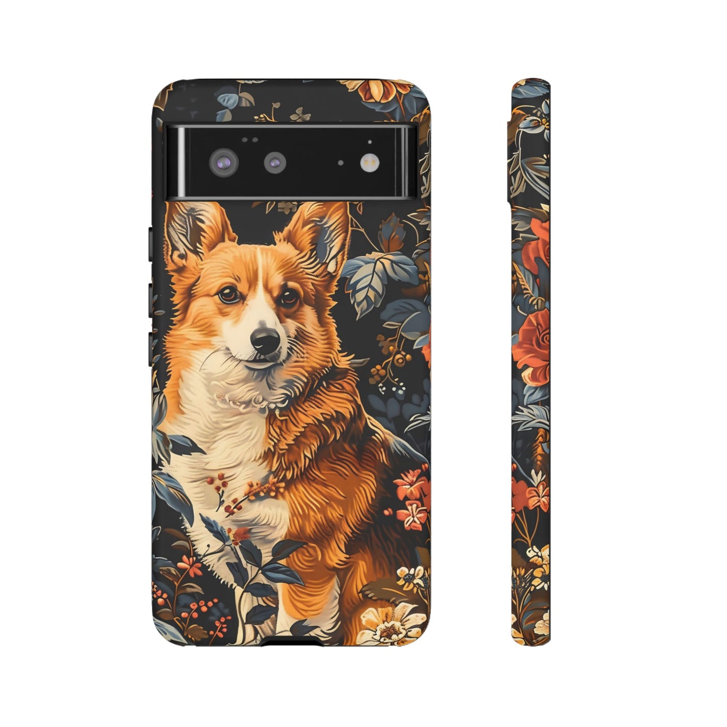 Corgi Floral Phone Case - Tough Cases for Dog Lovers, Cute Pet Accessories, Gift for Dog Owners, Floral Design, Personalized Tech Cover