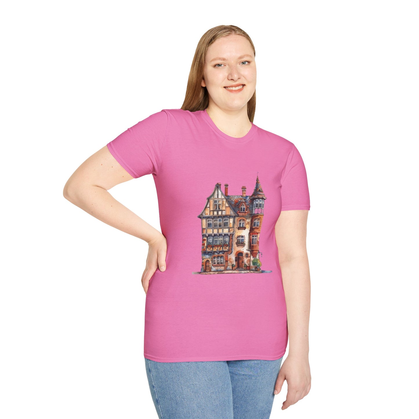 Unisex Softstyle T-Shirt - From Thatched Roofs to Stone Walls - British Village Houses