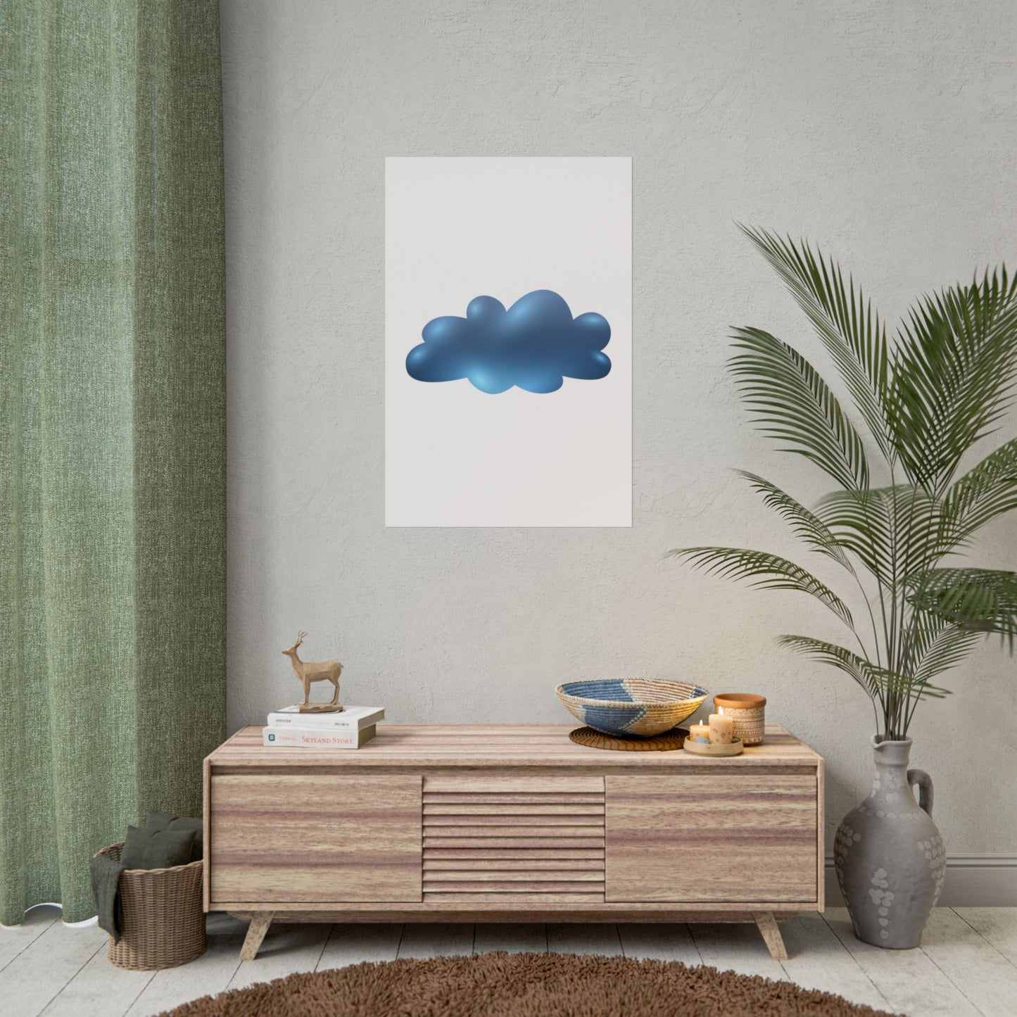 Blue Cloud Art Print, Minimalist Wall Decor, Kids Room Wall Art, Nursery Poster, Aesthetic Home Decor, Modern Art Print