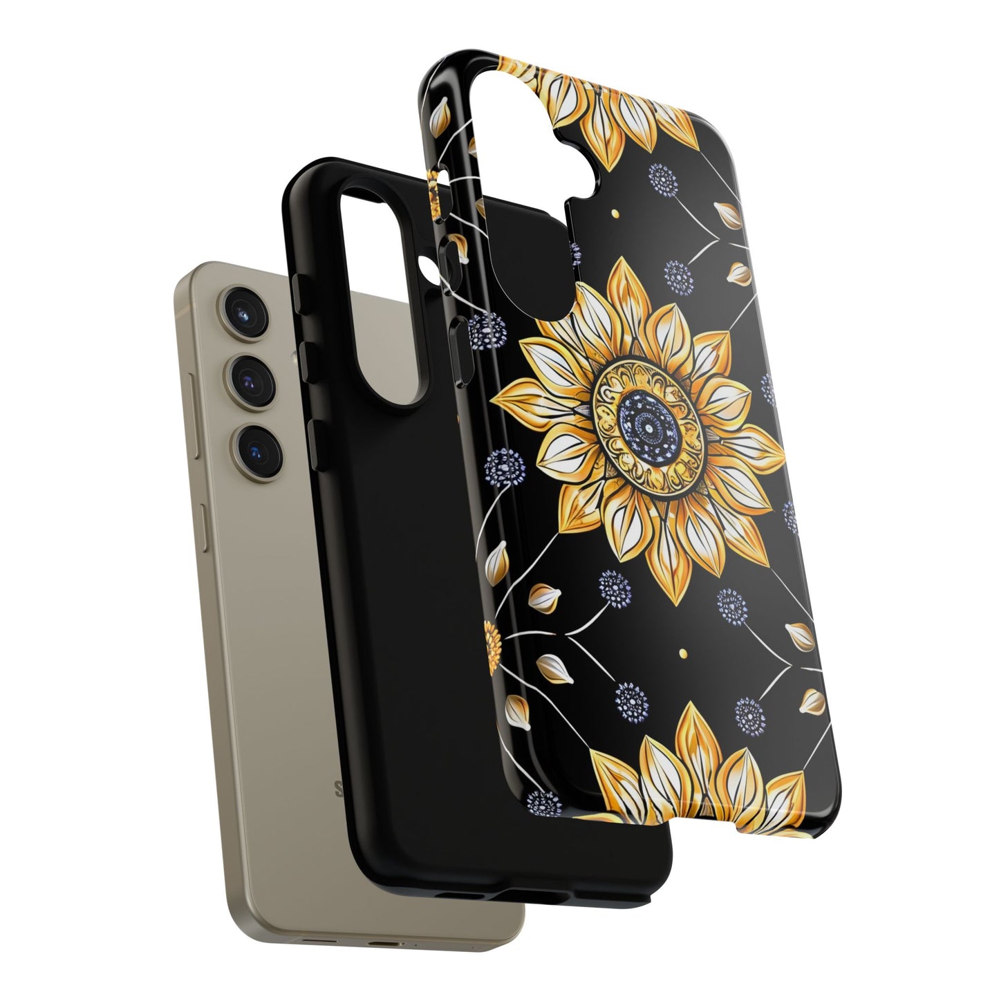 Floral Phone Case with Mandala Design, Tough Cases for iPhone & Samsung, Boho Style, Gift for Her, Unique Accessories